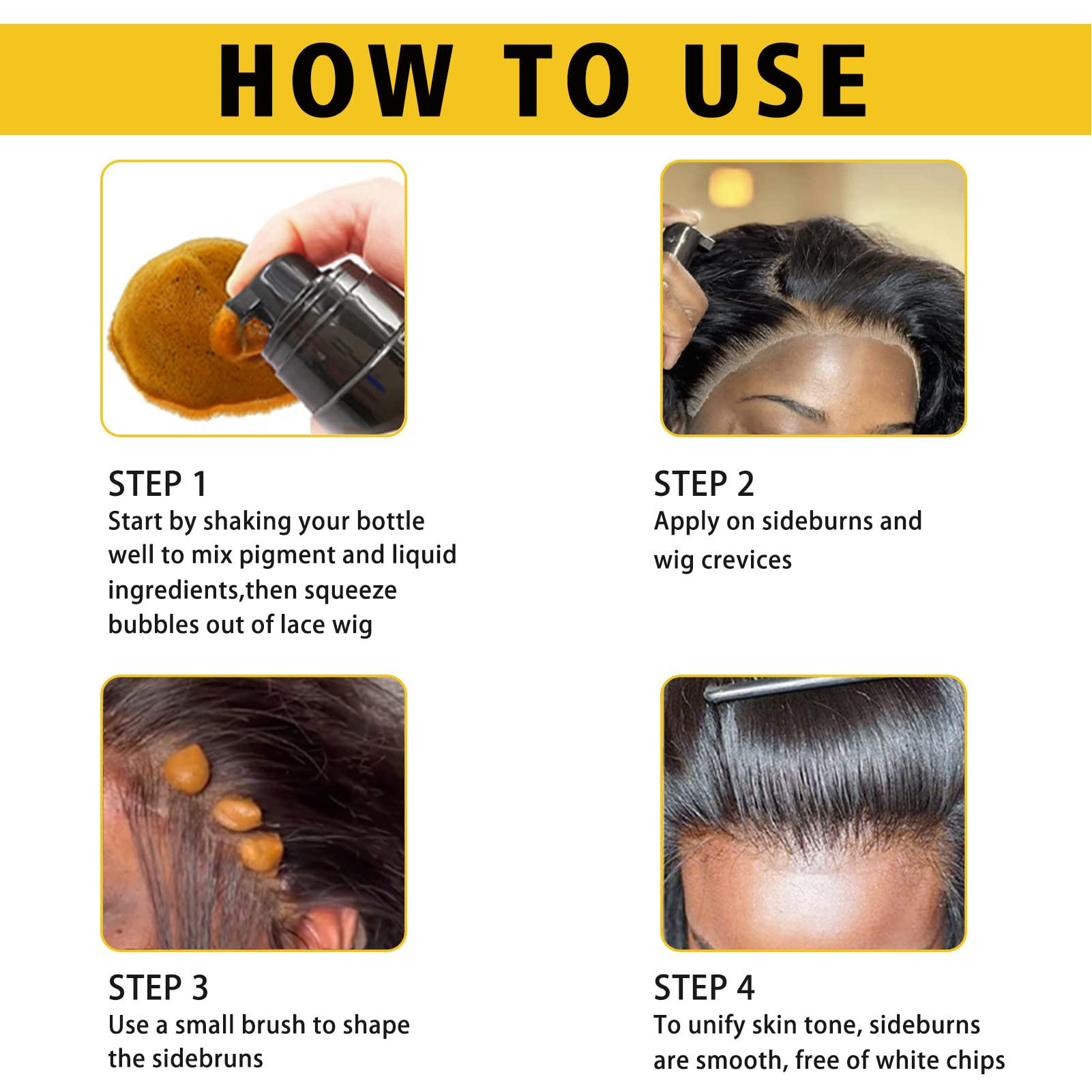 Women's Lace Tint Melting Mousse for Toupees, Hairpieces & Wigs - Natural Finishing Color with Wig Glue & Tool Set (Light Brown) | Perfect for Daily Styling, Cosplay & Hair Extensions