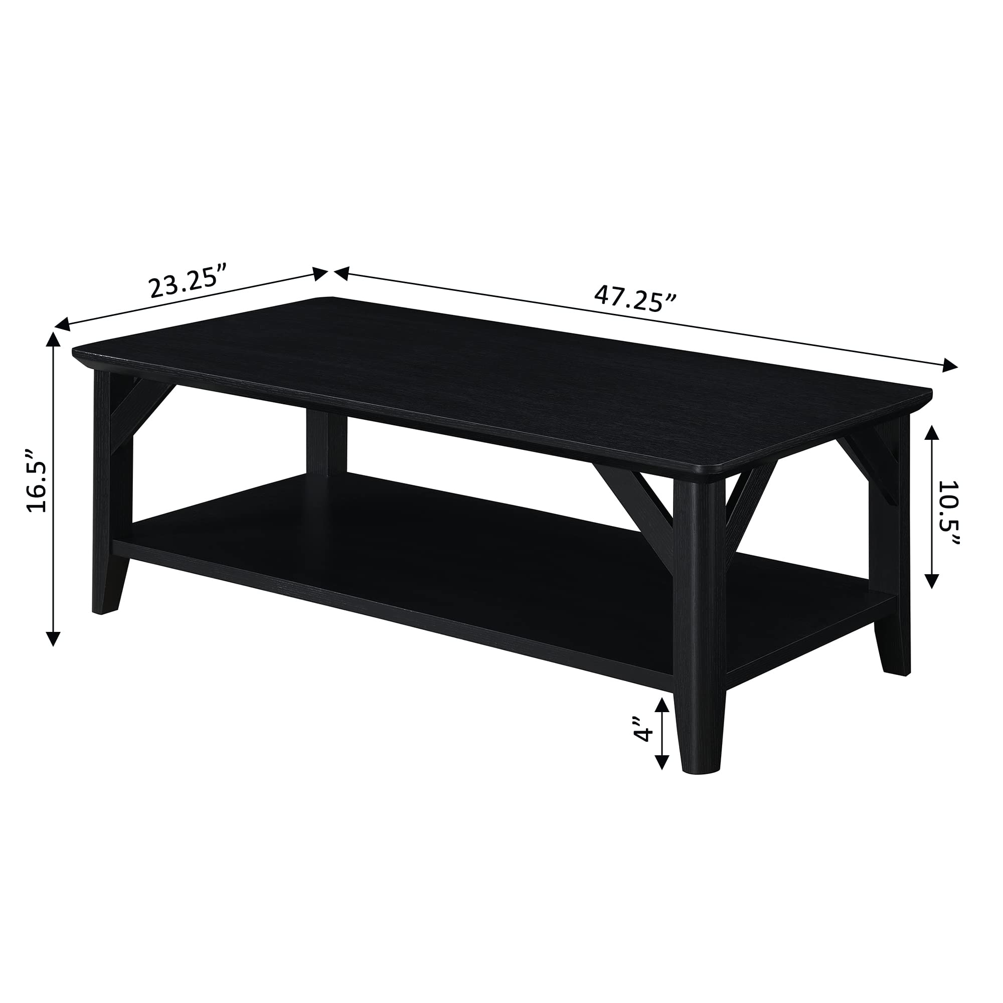 Winston Coffee Table with Shelf - Modern Black End Table for Living Room, Office & Small Spaces | Stylish & Functional Home Decor