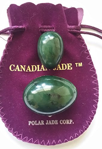 Genuine Nephrite Jade Yoni Eggs Set - 2 Undrilled Eggs (Medium & Small Sizes) for Women's Wellness - Dark Green to Black Jade for Advanced & Intermediate Users - Perfect for Meditation, Pelvic Floor Exercise & Energy Healing