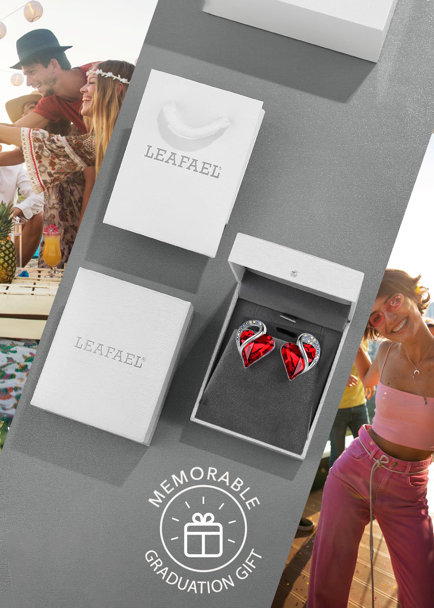 Leafael Infinity Love Heart Birthstone Crystal Stud Earrings for Women - Sterling Silver Fashion Jewelry - Perfect Holiday, Birthday Gift for Mother, Daughter, Wife, Sister | Elegant Everyday Wear & Special Occasion Accessories