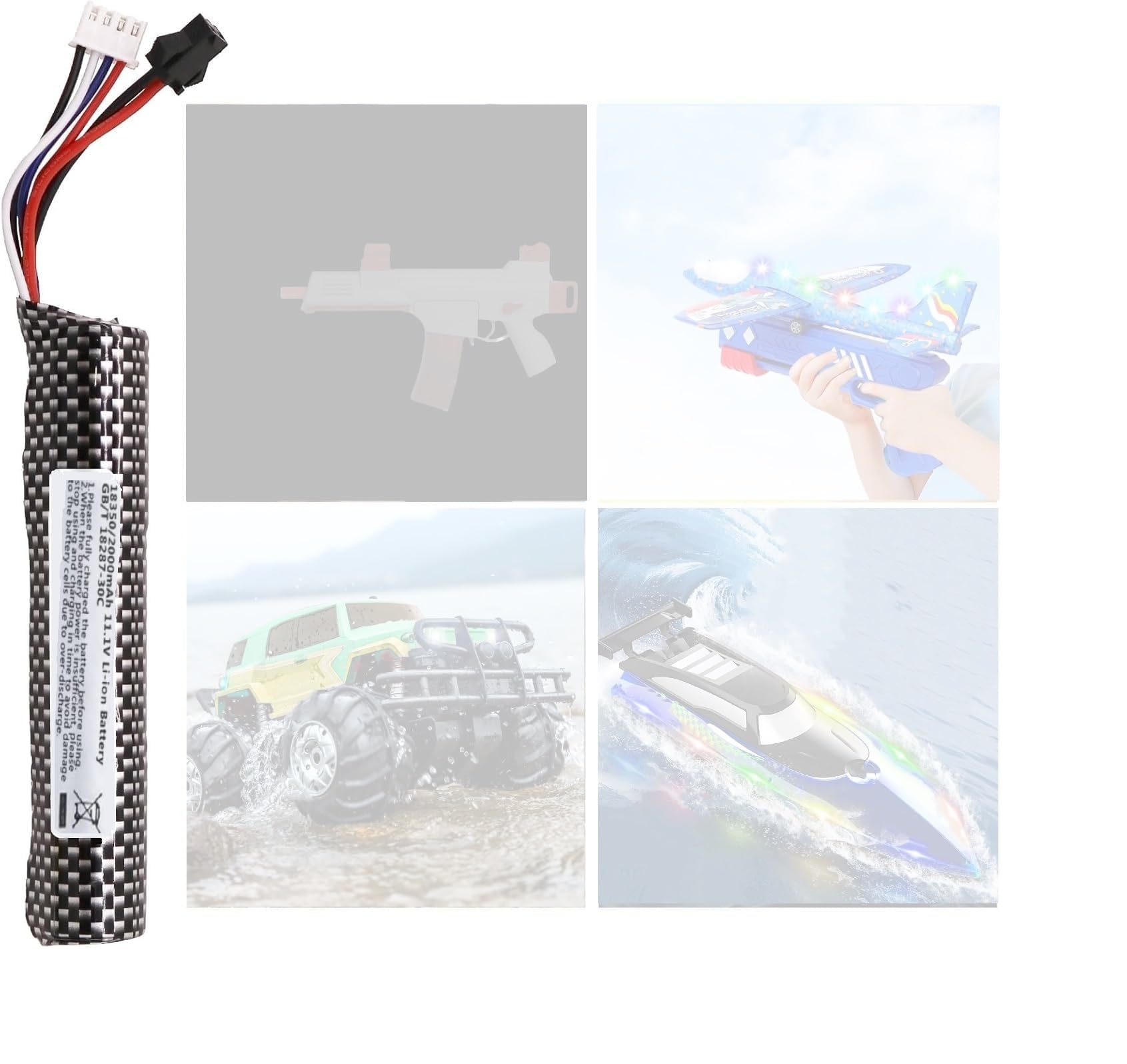 2 Pack 11.1V 2000mAh Lipo Battery for Gel Ball Blaster & Splat Orby Ball Gun - SM-2P Plug Charger Cable - Compatible with Orby Gun, RC Car, Boat & Foam Flying Toys - Perfect for Outdoor Games, Airsoft Battles & RC Hobbies (Ages 14+)