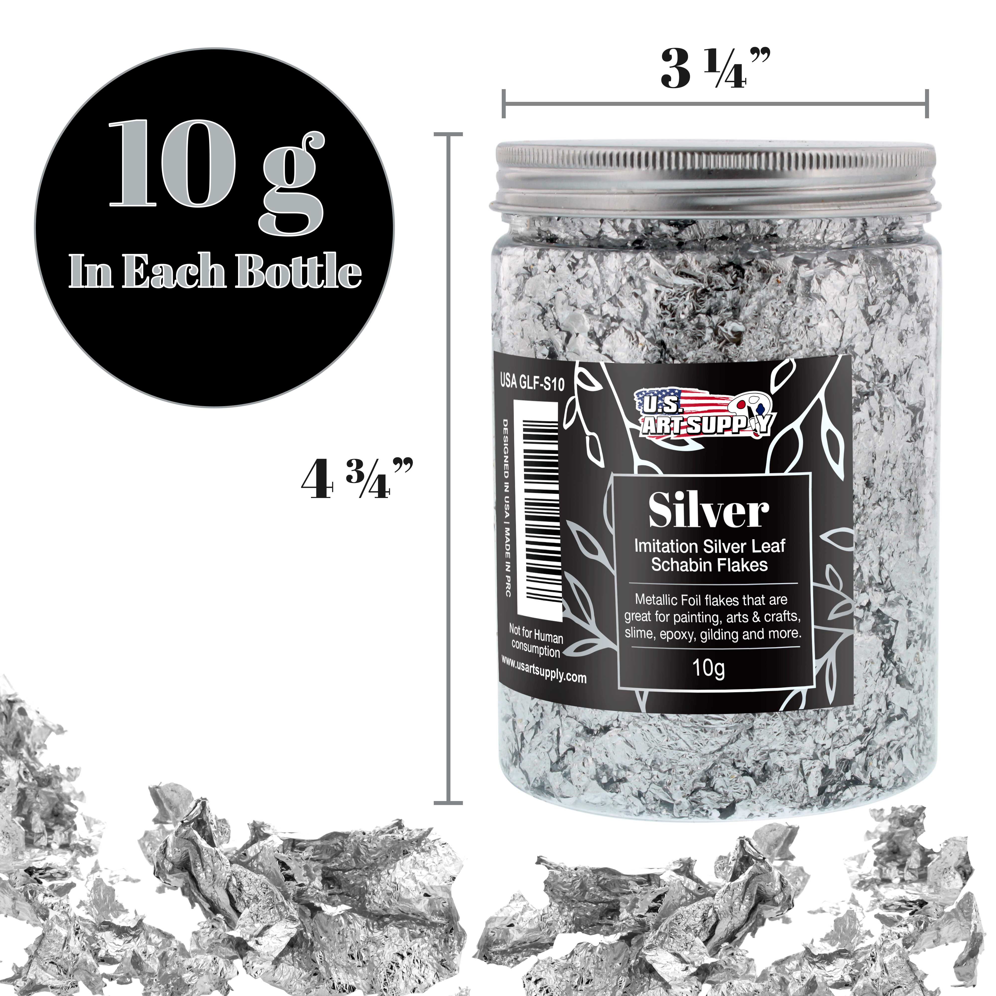 Metallic Foil Schabin Gilding Flakes - Imitation Silver Leaf (10g Bottle) for Resin Art, Nail Design, DIY Crafts, Painting, Jewelry Making, Slime & Home Decor | Premium Metal Leaf Flakes for Creative Projects & Artistic Applications