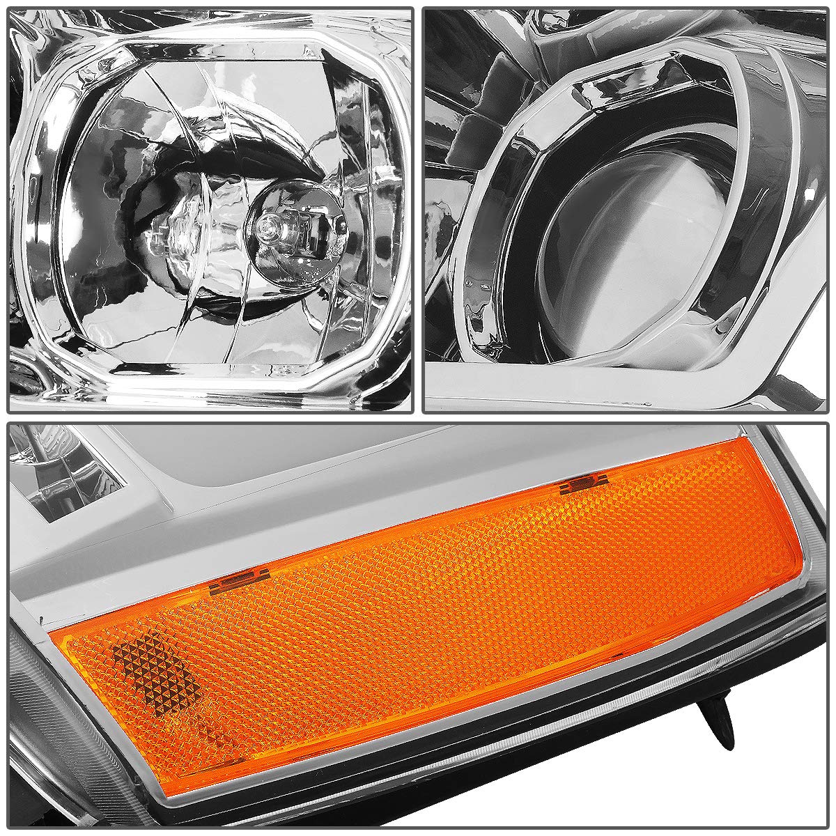 Auto Dynasty LED DRL Headlights Assembly for 2007-2014 Chevy Tahoe Suburban Avalanche - Driver & Passenger Side Projector Headlamps with LED Sequential Turn Signal, Chrome Housing & Amber Corner - Perfect for Night Driving & Off-Road Adventures