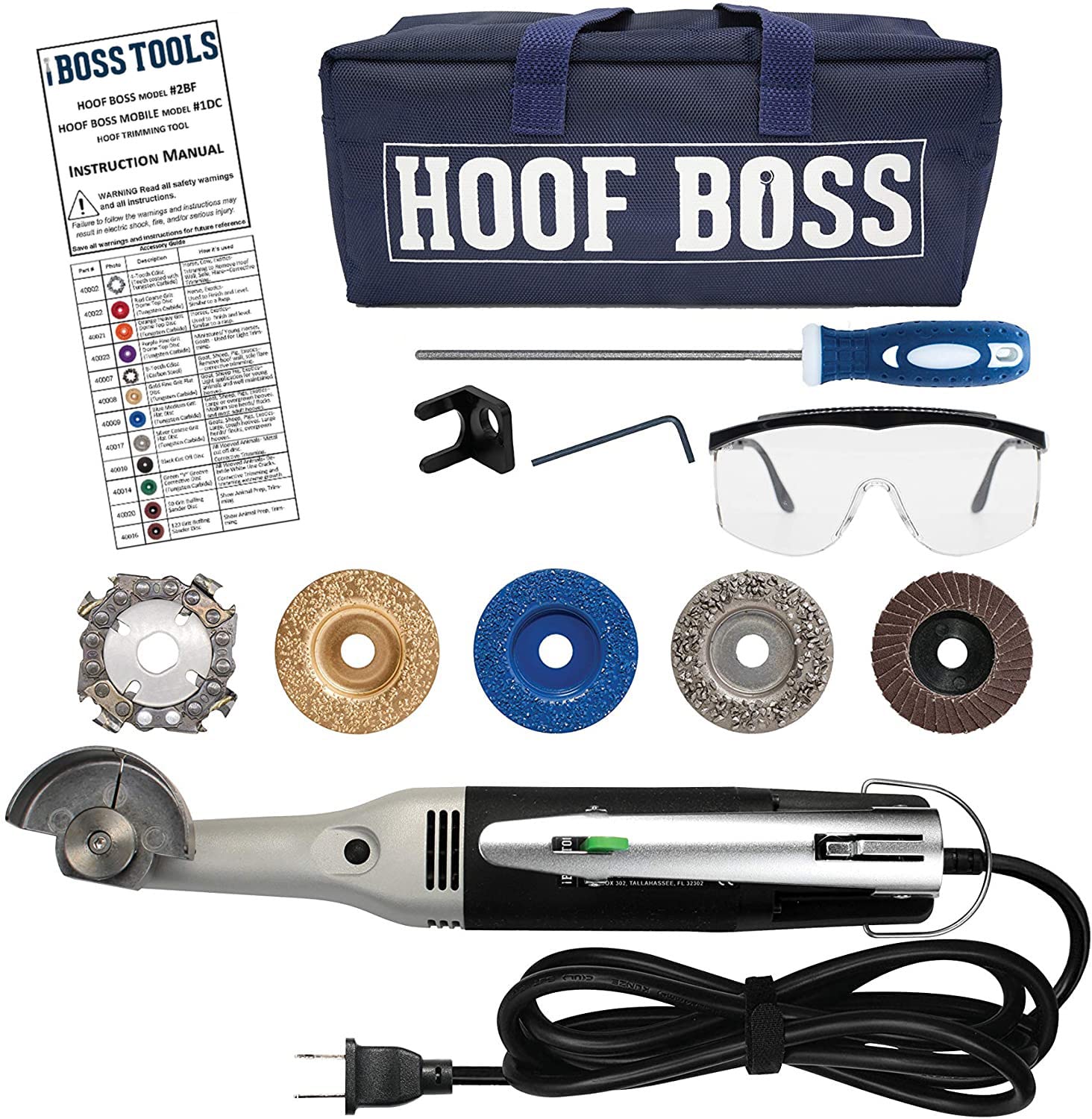 Electric Goat Hoof Trimmer Kit - 110V Professional Hoof Boss Trimmer with Grinder Discs & Accessories - Complete Goat Hoof Care Tool Set for Farm, Ranch & Veterinary Use