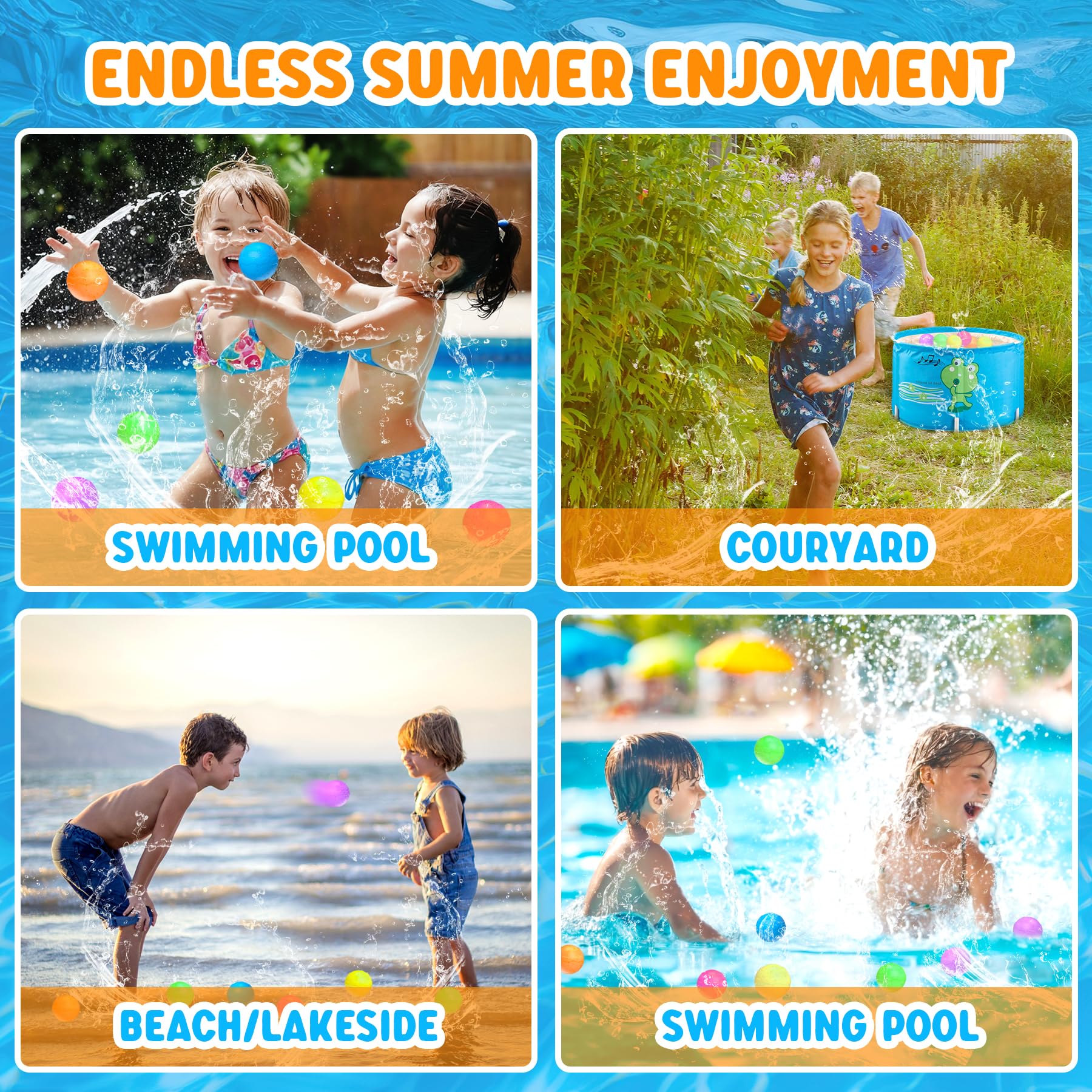 **Eco-Friendly Reusable Water Balloons for Kids - Quick Fill Self-Sealing Splash Balls with Mesh Bag - Fun Summer Pool & Beach Toys for Boys & Girls Ages 3-12 (12 Pack) - Perfect for Outdoor Water Fights, Birthday Parties & Backyard Games**