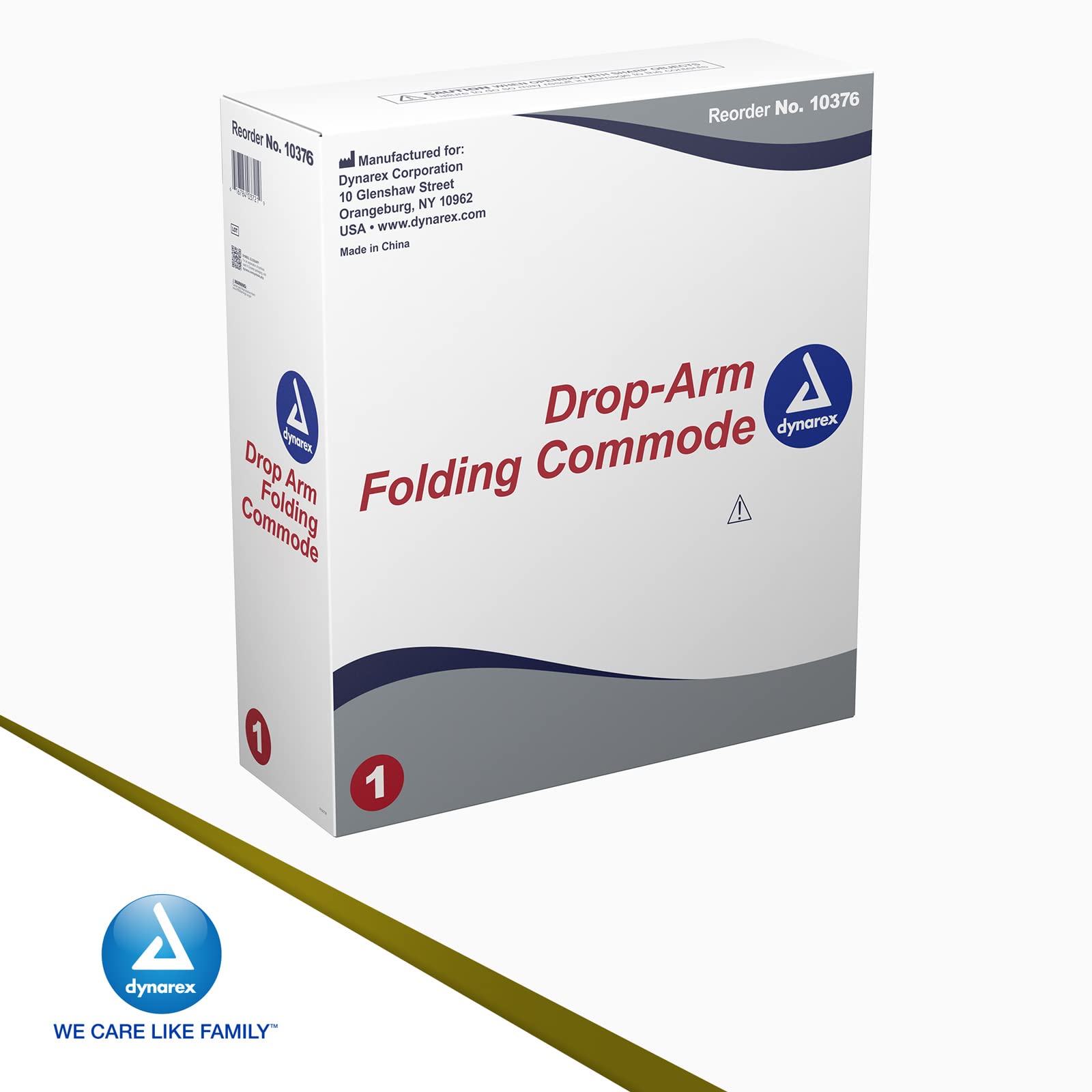 Dynarex Drop-Arm Folding Commode - 3-in-1 Portable Toilet with Safety Drop Arms, Free Standing, Grey | Ideal for Elderly Care, Home Healthcare & Travel Use