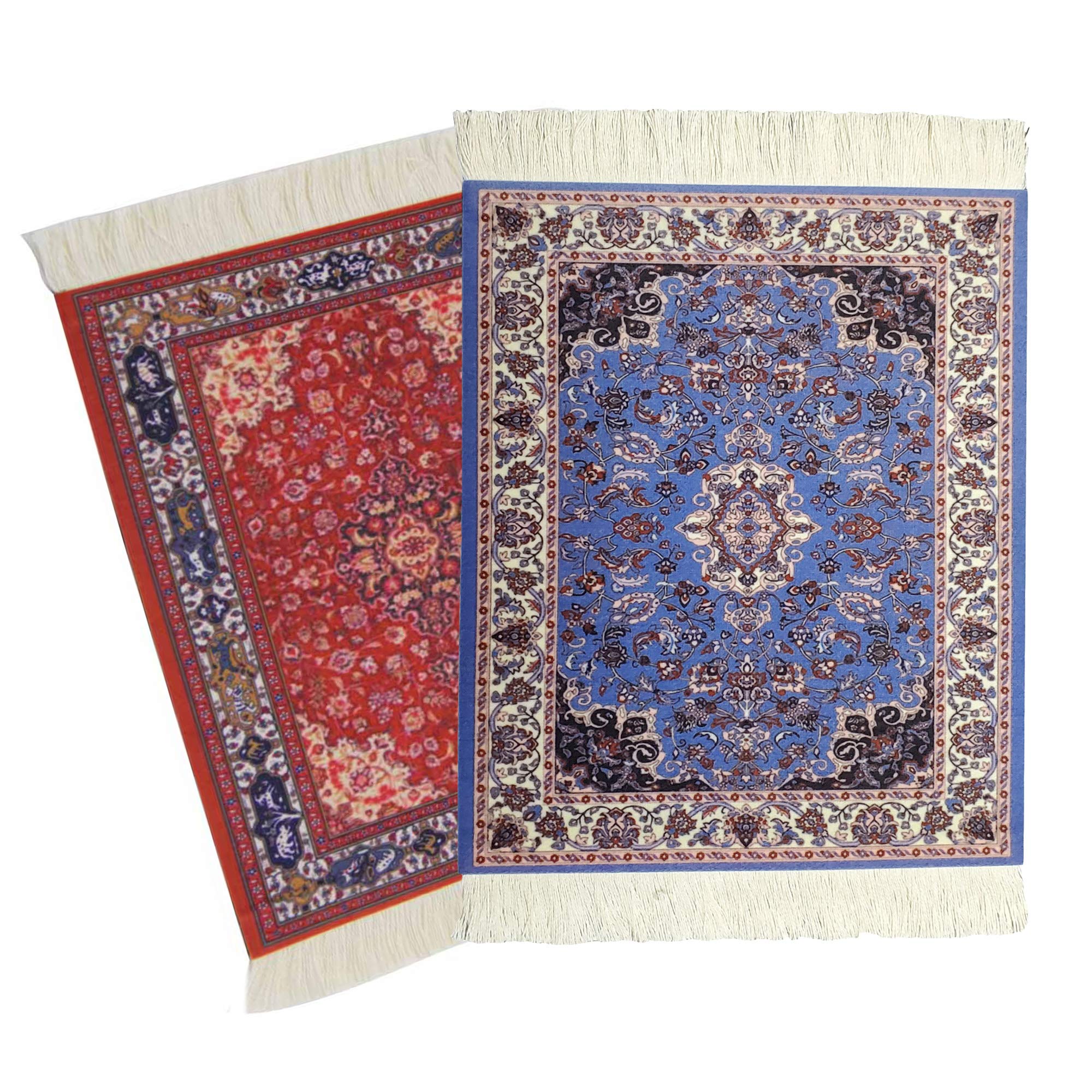 2 Pack Bohemian Style Woven Rug Mouse Pad - Non-Slip Desk Mat for Computer & Laptop, Home Office Decor & Table Aesthetic Accessory | Perfect for Workstations, Gaming Setups & Cozy Home Offices