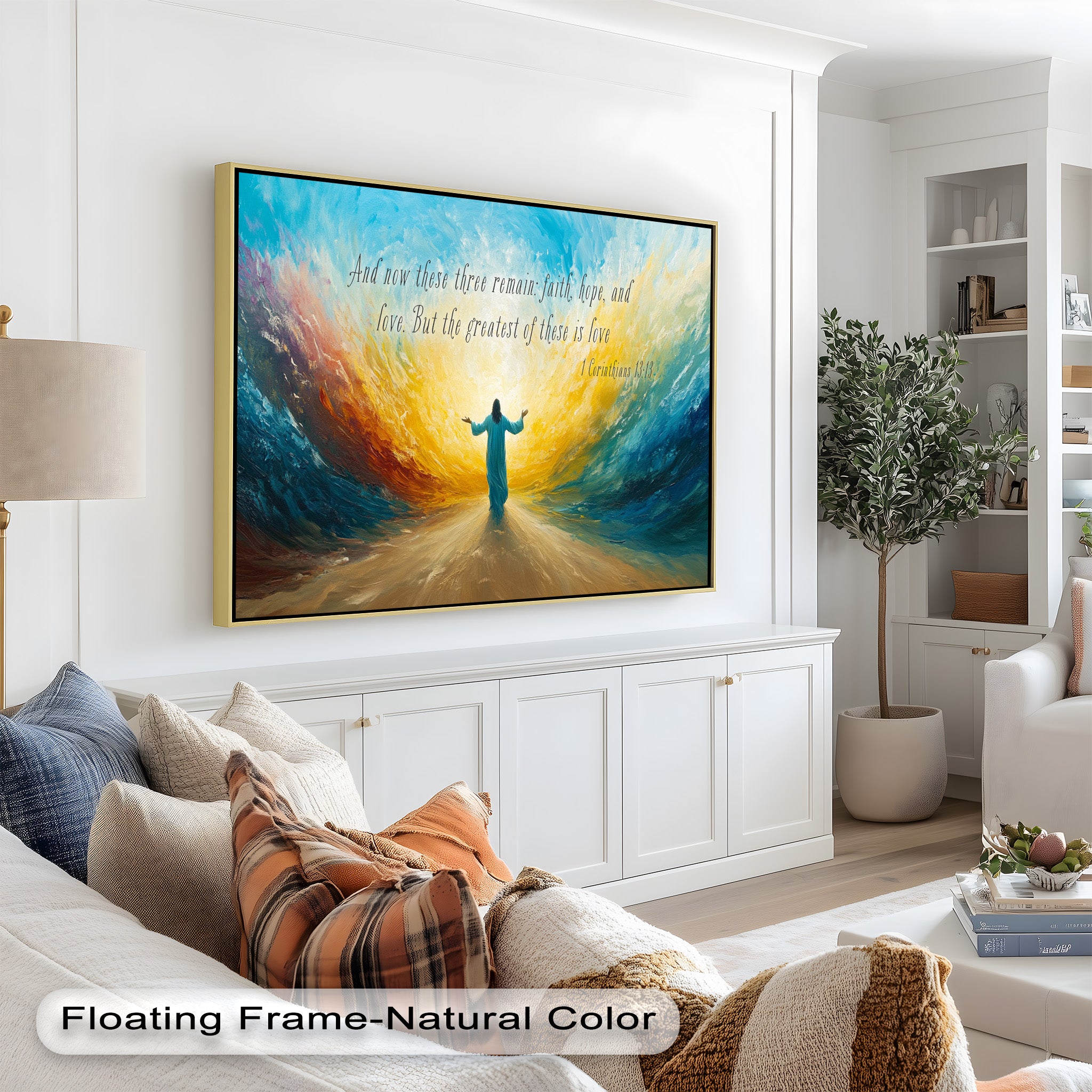 1 Corinthians 13:13 Faith Hope Love Bible Verse Oil Painting - Christian Home Decor, Church Wall Art, Inspirational Gift for Weddings & Baptisms