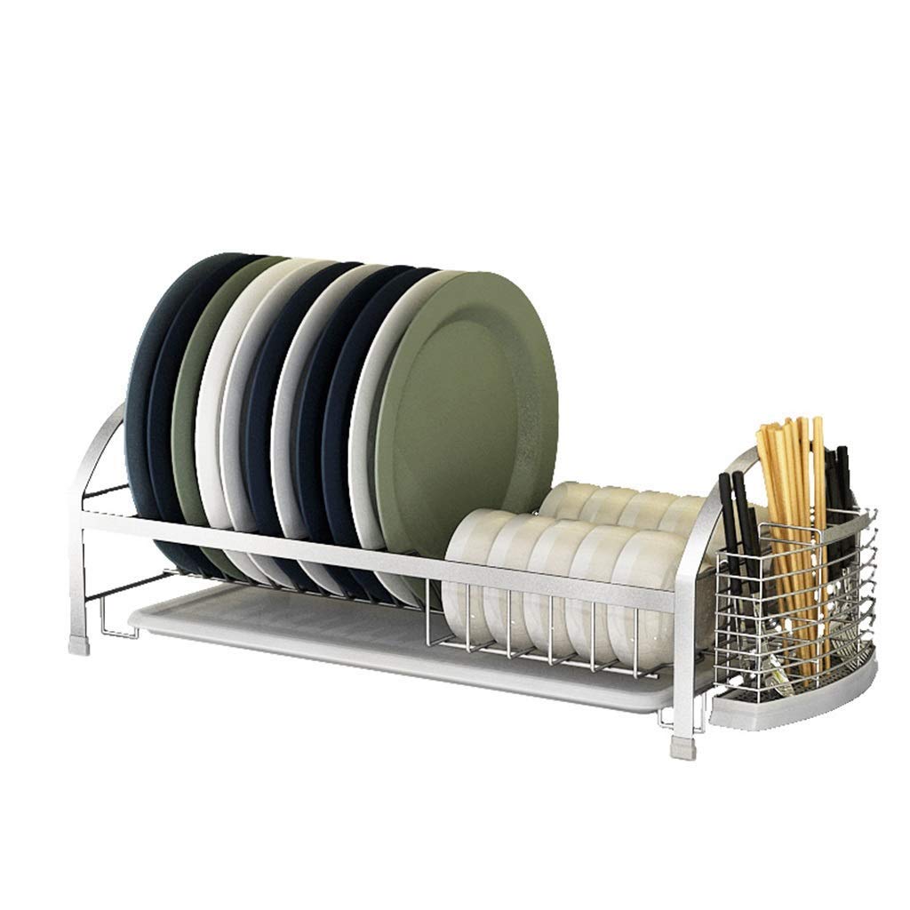 LLRYN Stainless Steel Dish Drainer Rack - Rust-Proof Kitchen Organizer with Removable Utensil Holder | Space-Saving Dish Drying Rack for Countertop, Sink & Cabinet Storage | Perfect for Small Kitchens, Apartments & RVs
