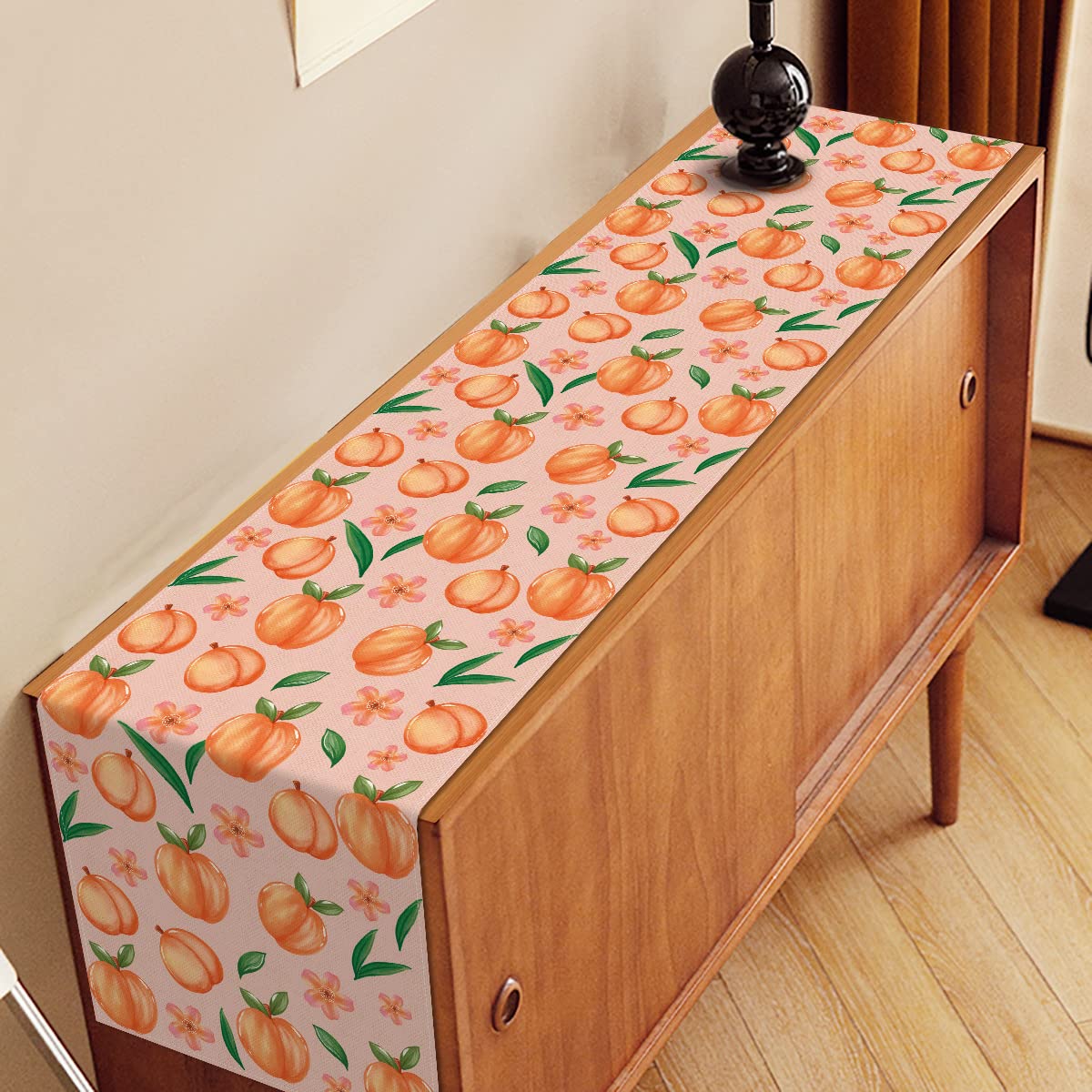 Linen Peach Table Runner for Summer Decorations | Sweet As A Peach Girl Birthday Party | Home Dining Room & Kitchen Table Decor (13