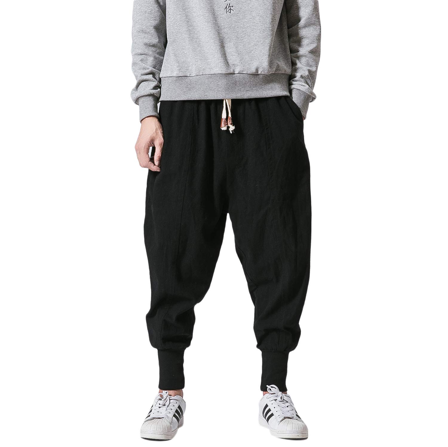 **PRIJOUHE Men's Slim Fit Jogger Sweatpants - Low Crotch Harem Hip Hop Pants for Casual Wear, Gym & Street Style**