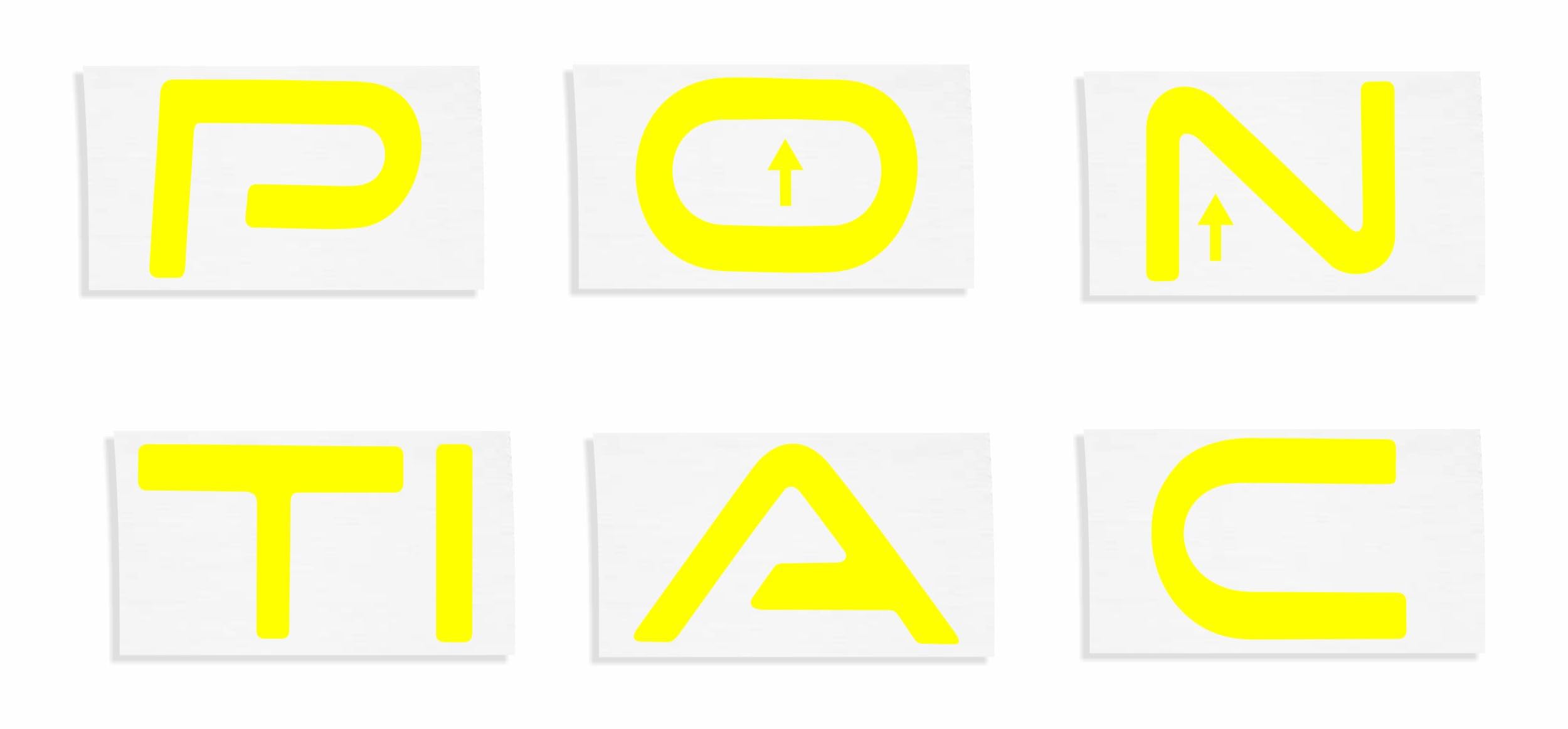 1997-2003 Pontiac Grand Prix Rear Lettering Decal Kit - Bright Yellow Bumper Inserts for Custom Car Styling & Personalization
