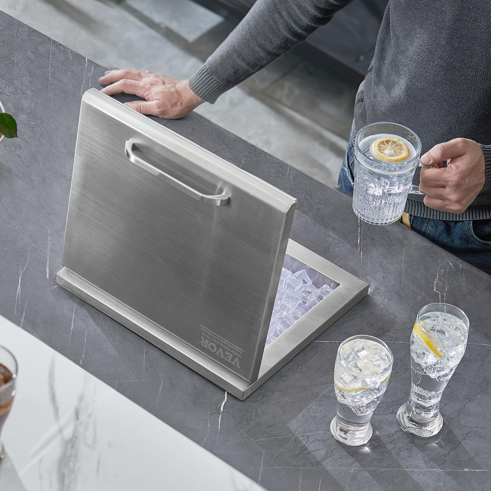 VEVOR 40 Quart Stainless Steel Drop-In Ice Chest Cooler - 14
