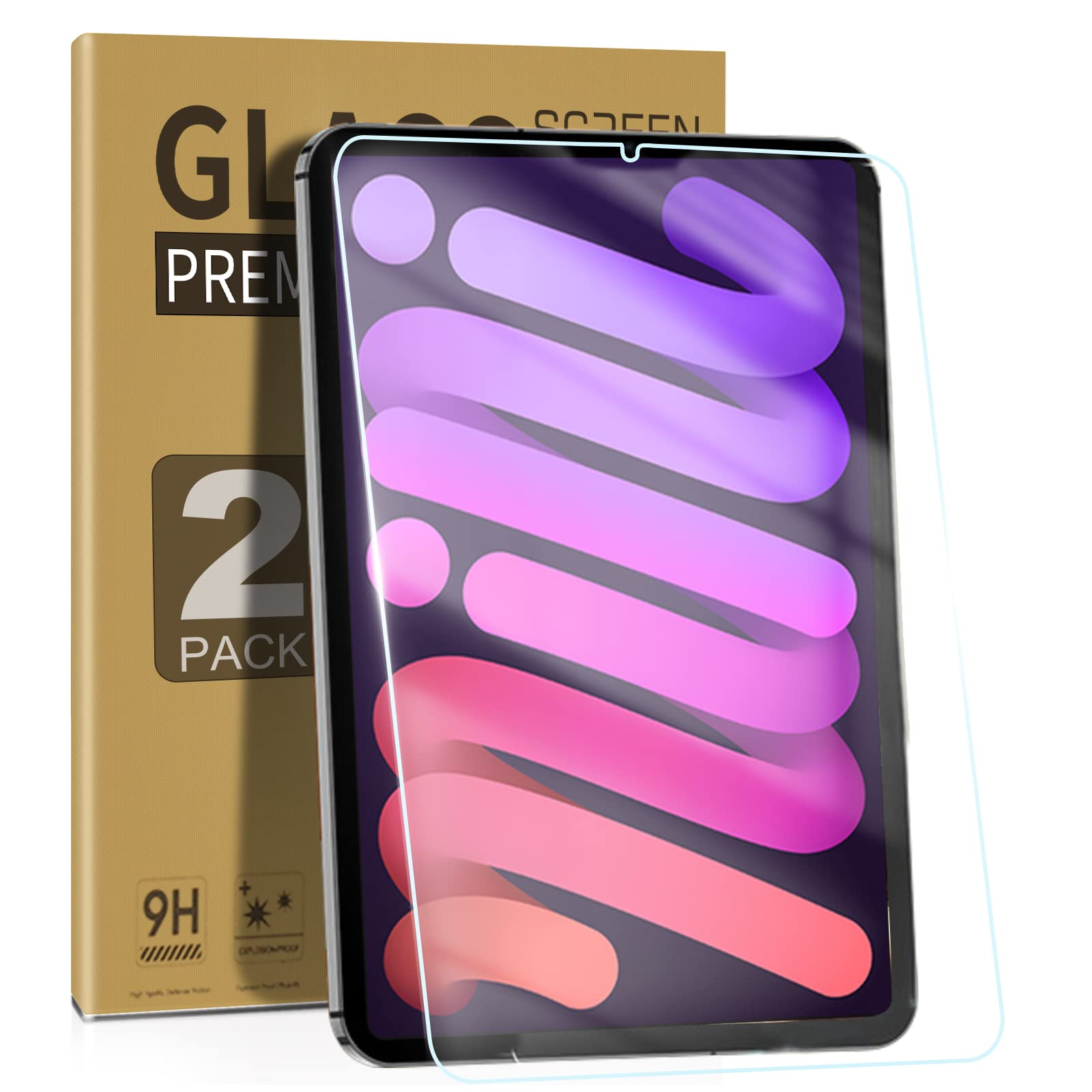ZenRich [2-Pack] iPad Mini 6 Tempered Glass Screen Protector (2021 Model) - 9H Hardness, Apple Pencil Compatible, Bubble-Free, Case Friendly for A2567/A2568/A2569 - Perfect for Work, Study & Entertainment