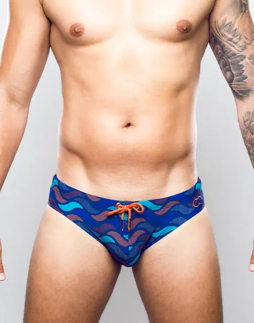 2Eros Men's Ocean Print Swim Brief V10 - Stylish & Comfortable Swimwear for Beach, Pool & Vacation