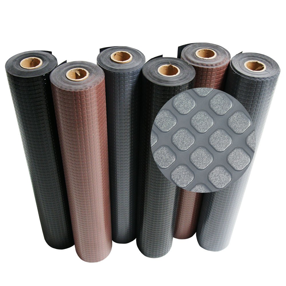 Rubber-Cal Block-Grip Rubber Runner Mat - 2mm Thick x 4ft Wide x 30ft Long Anti-Slip Rubber Rolls - Black for Stairs, Gyms, Workshops & High-Traffic Areas