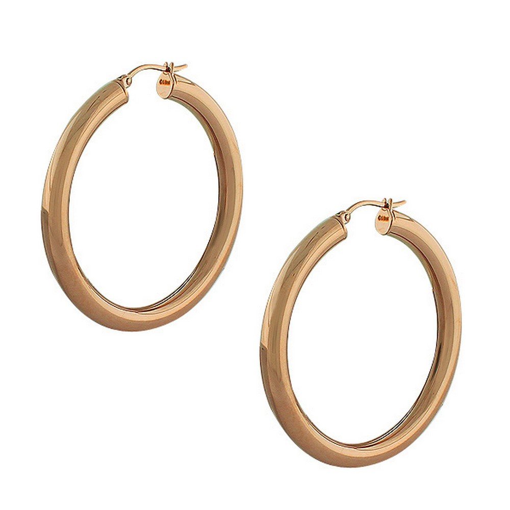 Stainless Steel Rose Gold-Tone Classic Hoop Earrings for Women - Hypoallergenic, Lightweight, Durable Jewelry for Everyday Wear, Parties & Gifts