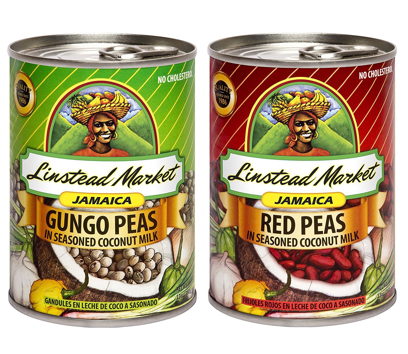 Linstead Market Jamaica GUNGO (Pigeon Peas) & RED Peas (Kidney Beans) in Seasoned Coconut Milk - 13oz 2-Pack Combo | Authentic Jamaican Stew Peas | Perfect for Rice & Peas, Soups, and Caribbean Cooking