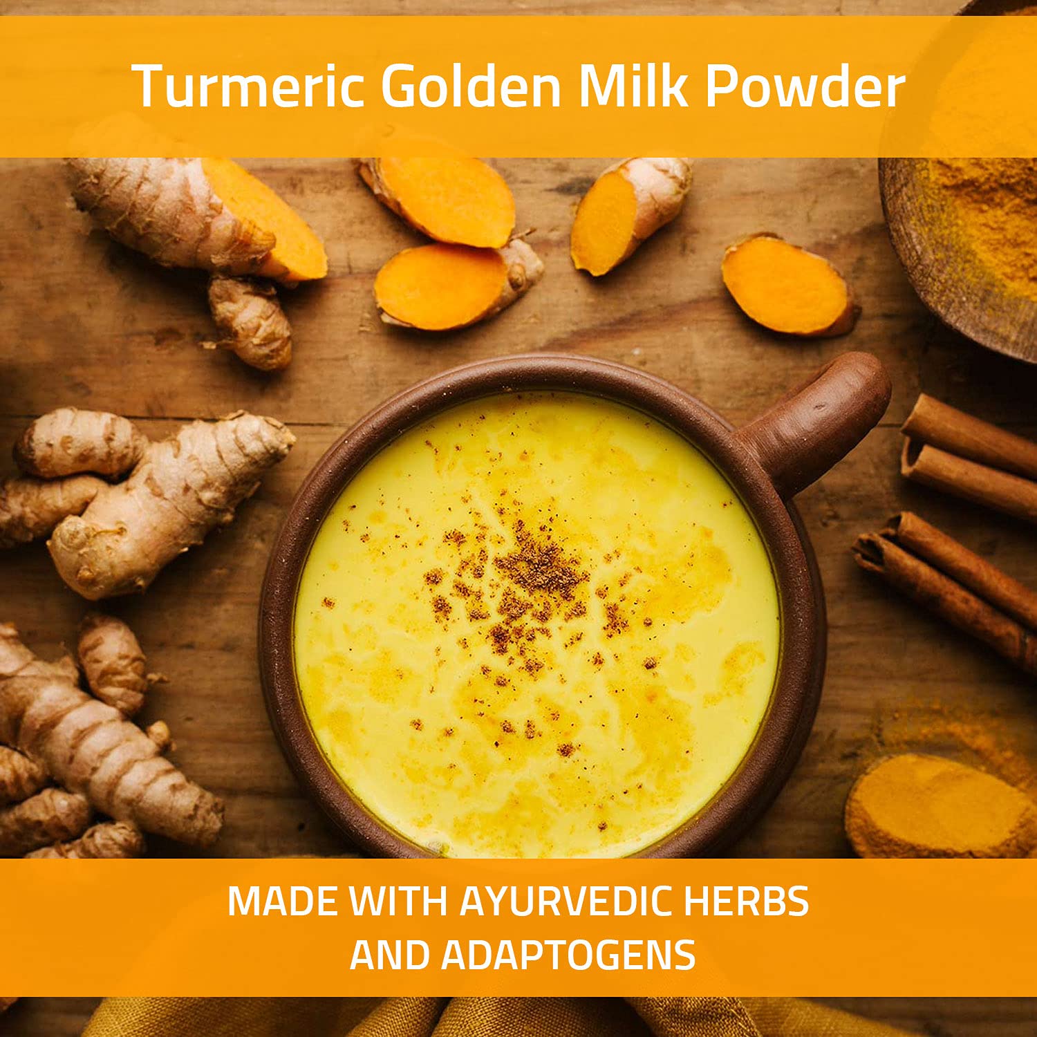 Organic Turmeric Curcumin Powder with Black Pepper for Golden Milk & Lattes - Premium Turmeric Latte Mix, Anti-Inflammatory Drink Powder - Perfect for Wellness, Detox & Immune Support