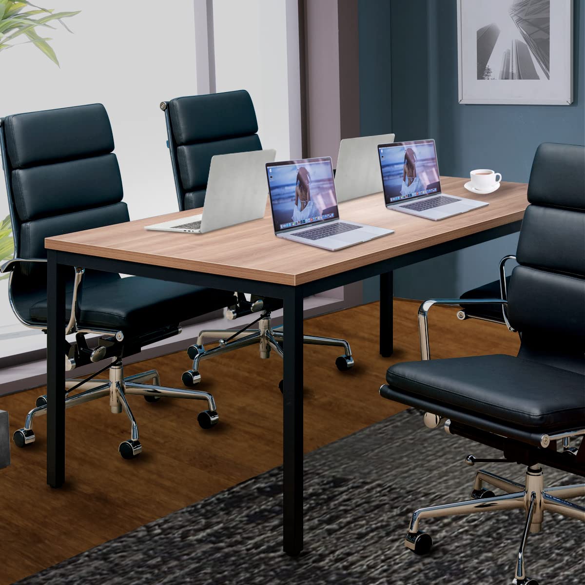 35x70 Inches Large Computer Desk & Dining Table - Sturdy Modern Office Desk for Home Office, Writing Workstation, Laptop Study Table - Walnut Finish - Perfect for Small Spaces, Remote Work & Multifunctional Use