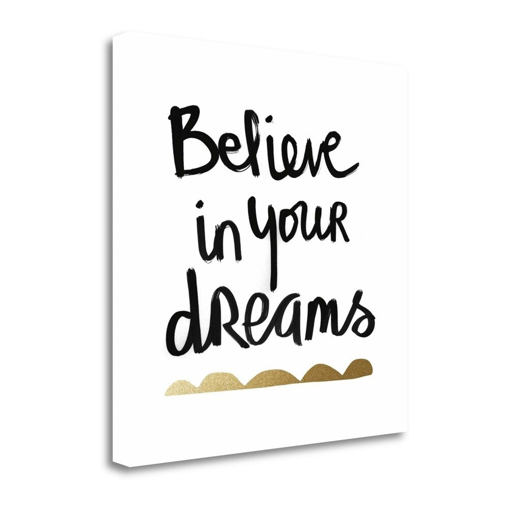 Believe White and Gold Giclee Print by Linda Woods - Gallery Wrapped Canvas Art for Home, Office & Wall Decor
