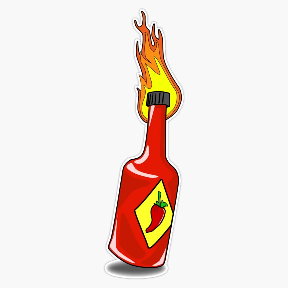 Cartoon Hot Sauce Vinyl Bumper Sticker - Waterproof 5 Inch Decal for Cars, Laptops & Coolers - Fun Spicy Food Lover Gift