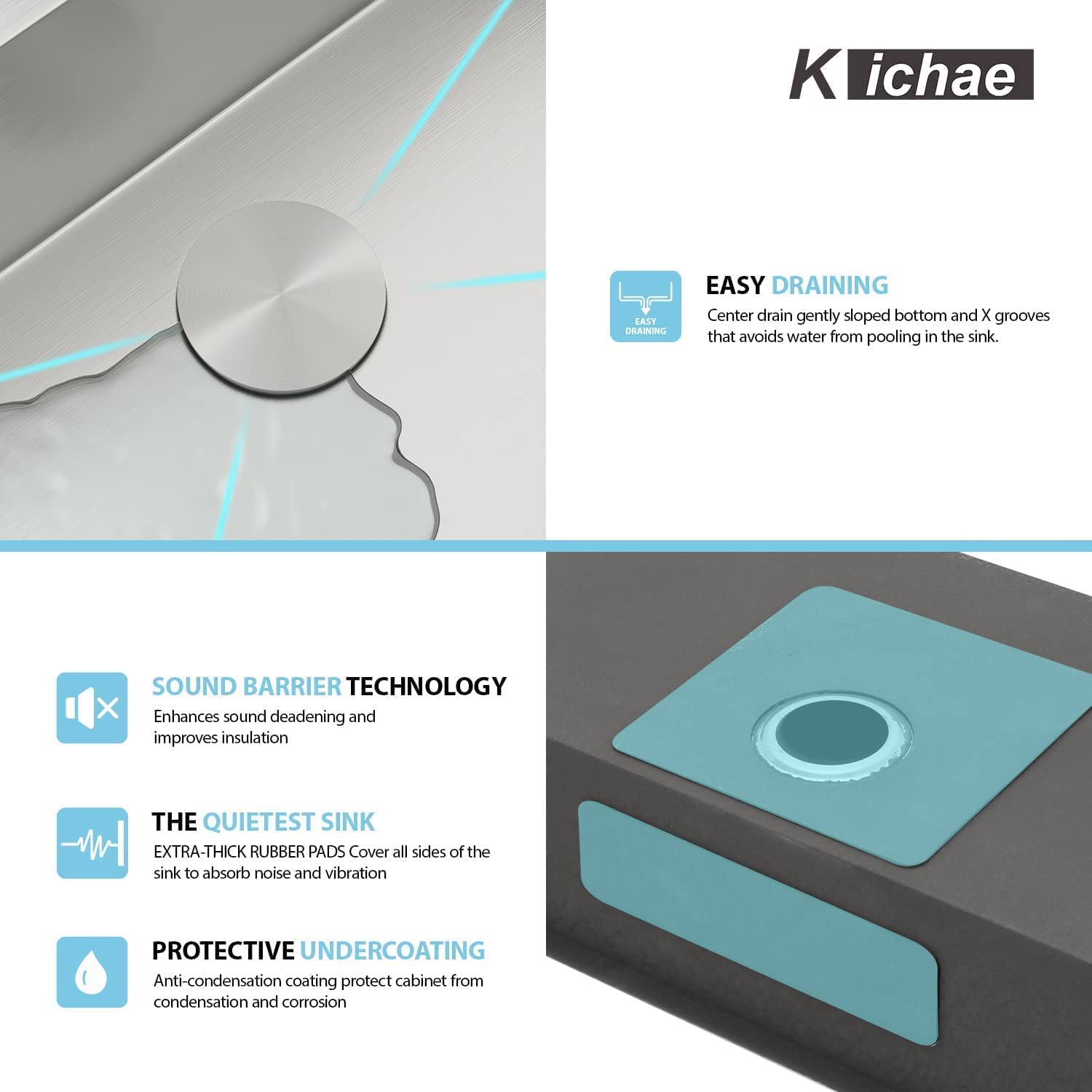 Kichae 28 Inch Undermount Kitchen Sink - 16 Gauge Stainless Steel Single Bowl with Round Corners, Perfect for Modern and Compact Kitchen Designs