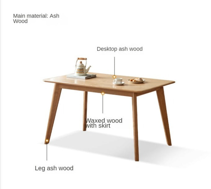 Solid Oak and Ash Wood Nordic Dining Table - Modern Scandinavian Style for Home, Kitchen, and Dining Room Decor