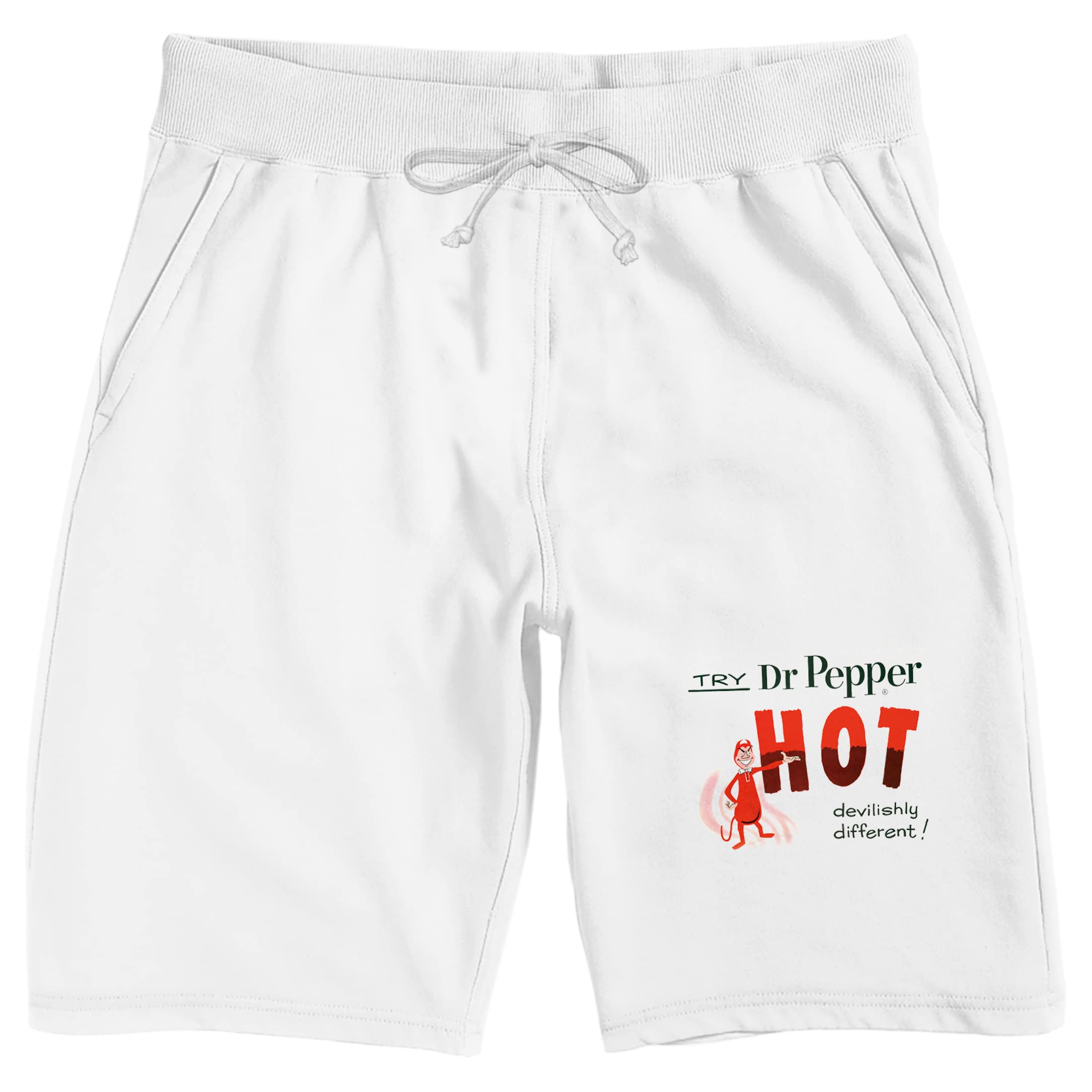 Dr Pepper Men's White Sleep Pajama Shorts - Soft Cotton Lounge Shorts for Men, Comfortable Sleepwear & Home Wear - Perfect for Bedtime, Lounging & Summer Nights