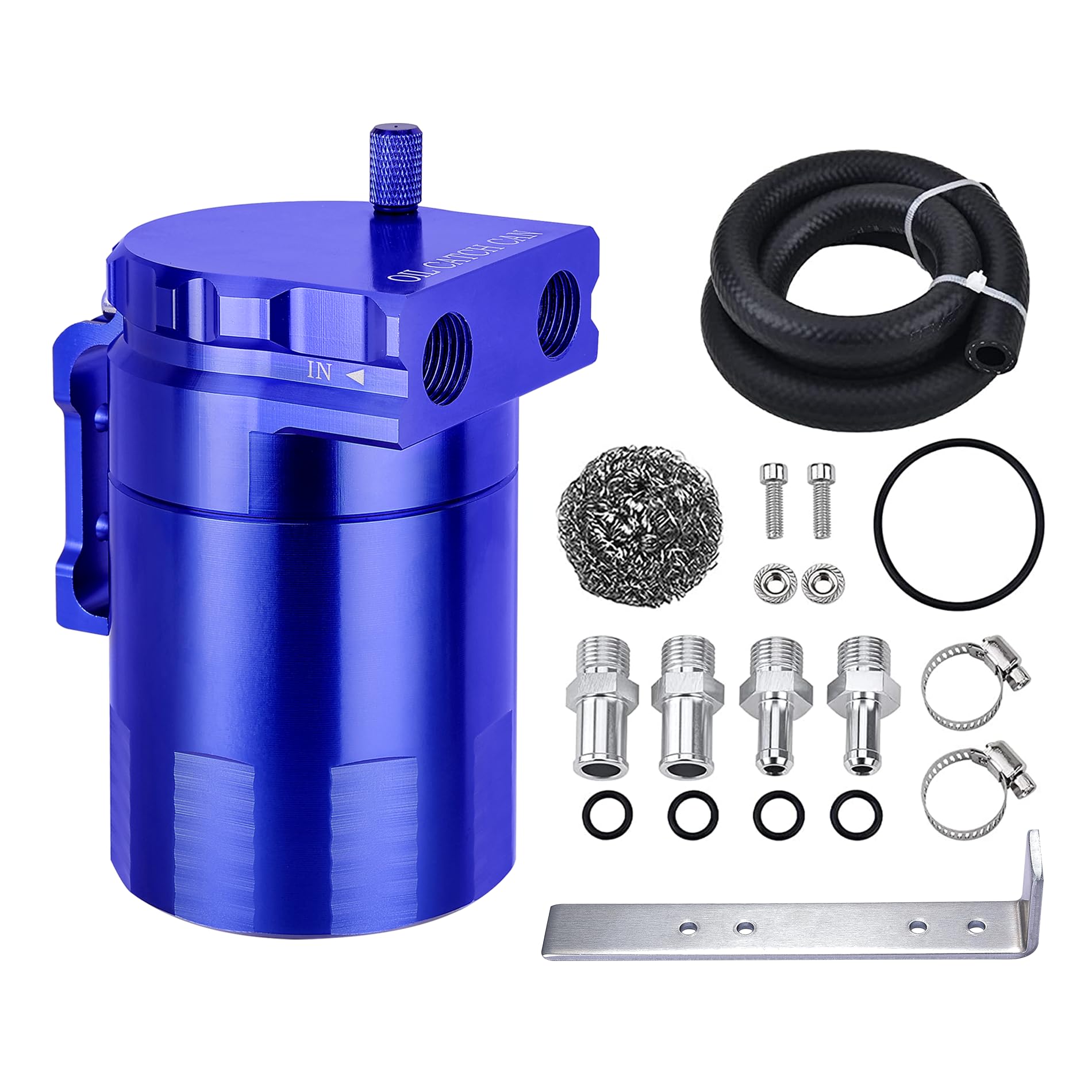 EVIL ENERGY Universal Baffled Oil Catch Can - 300ml Aluminum Oil Separator with Blue Finish | Compatible with Most Vehicles | Perfect for Performance Cars, Trucks & Off-Road Use