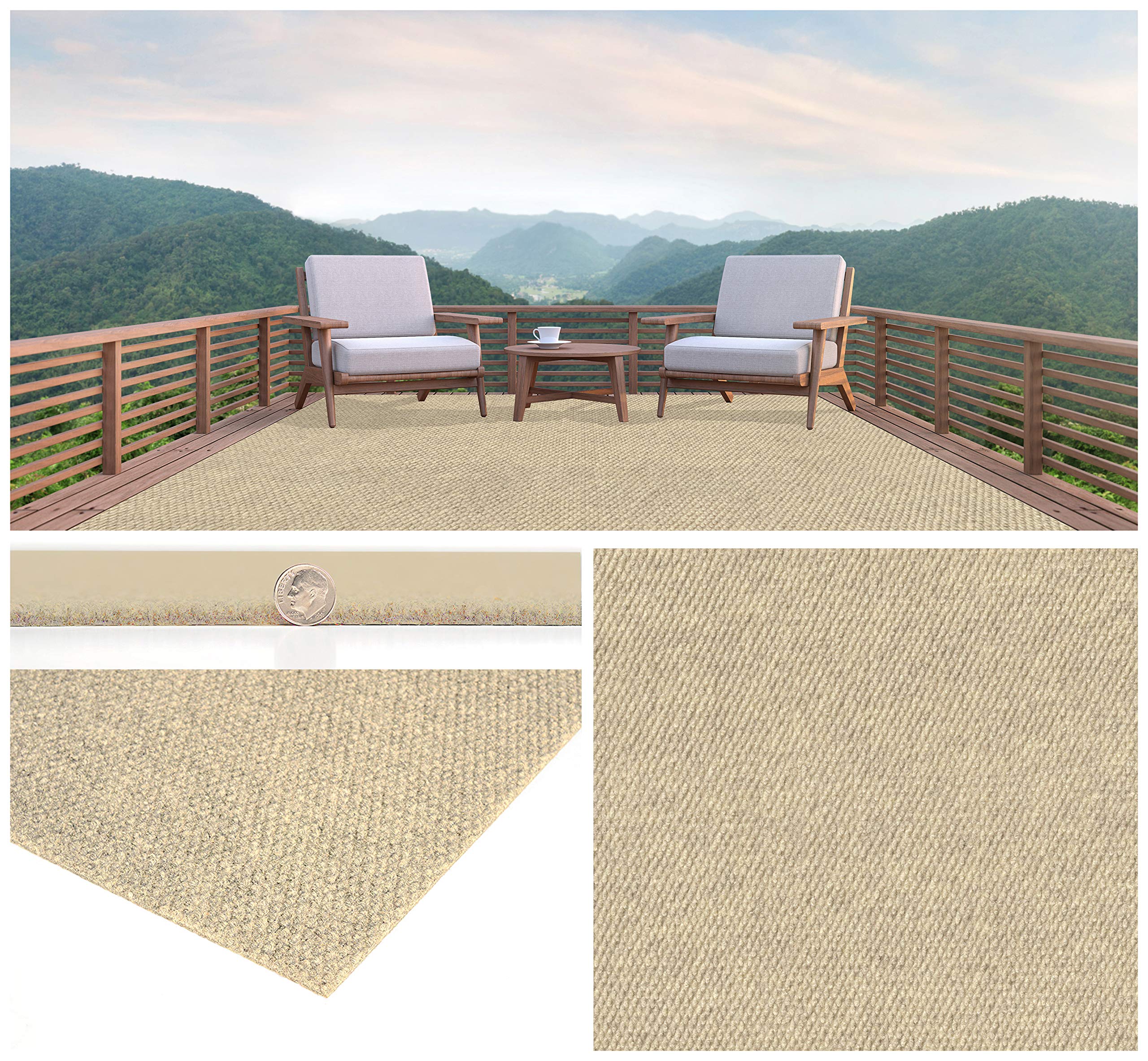 KOECKRITZ Soft Indoor/Outdoor Hobnail Style Area Rug - Lightweight & Flexible for Easy Cleaning & Transport - 6x12 Feet Ivory - Perfect for Living Room, Bedroom, Patio & Dorm Decor