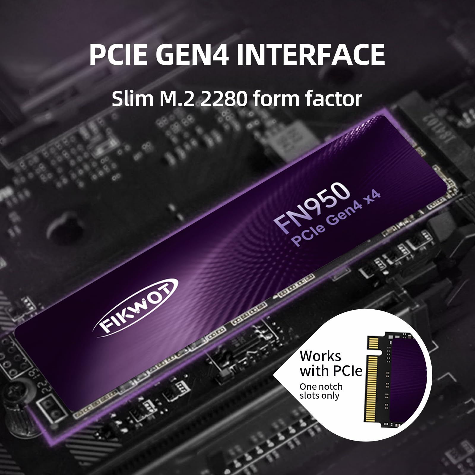 FN950 1TB NVMe SSD M.2 2280 PCIe Gen4x4 Internal Solid State Drive - Up to 5000MB/s Read Speed, SLC Cache Technology - Perfect for Gaming PS5, Laptop & Desktop PC Upgrades, Data Storage Expansion