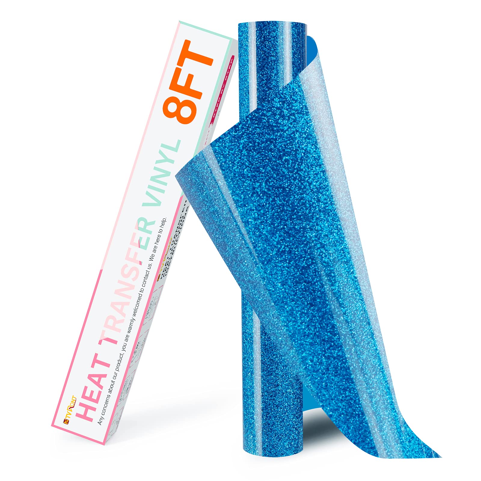 HTVRONT Sky Blue Glitter HTV Heat Transfer Vinyl Roll - 10