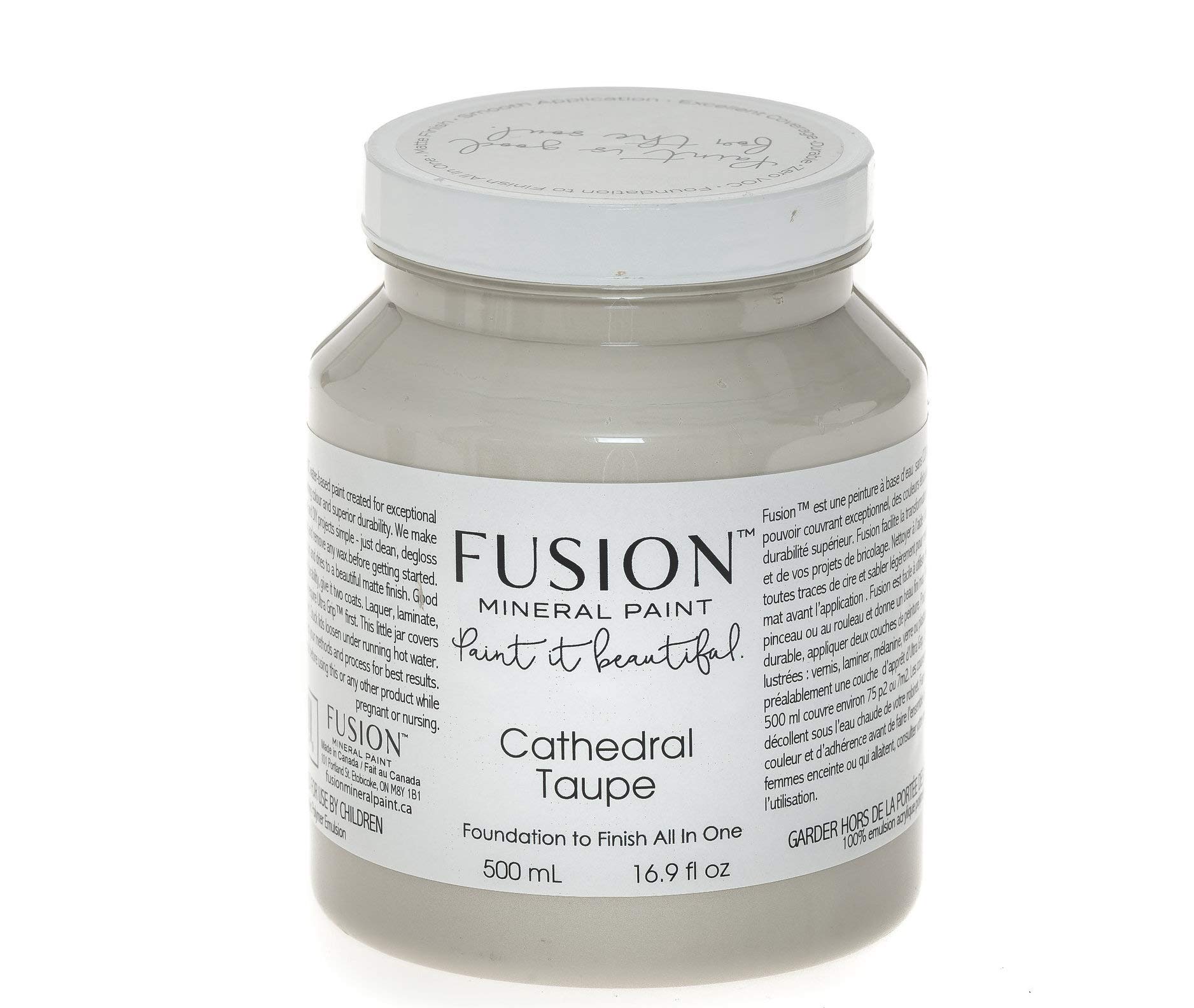 Fusion Mineral Paint 500ml - Cathedral Taupe Chalk Style Paint for Furniture & Cabinets | Eco-Friendly, Low VOC Matte Finish | Perfect for DIY Home Decor, Shabby Chic Makeovers & Antique Restoration