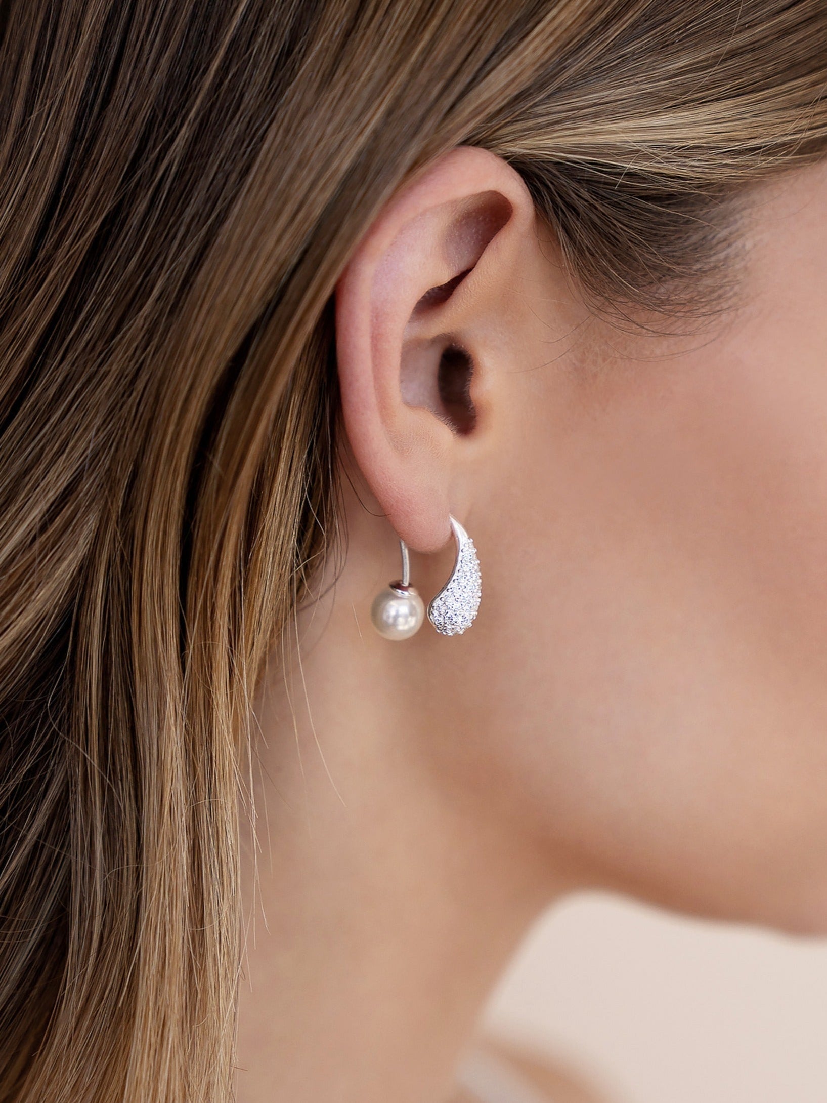 Elegant Hooked Pavé and Pearl Earrings for Women - Perfect for Weddings, Parties & Everyday Wear