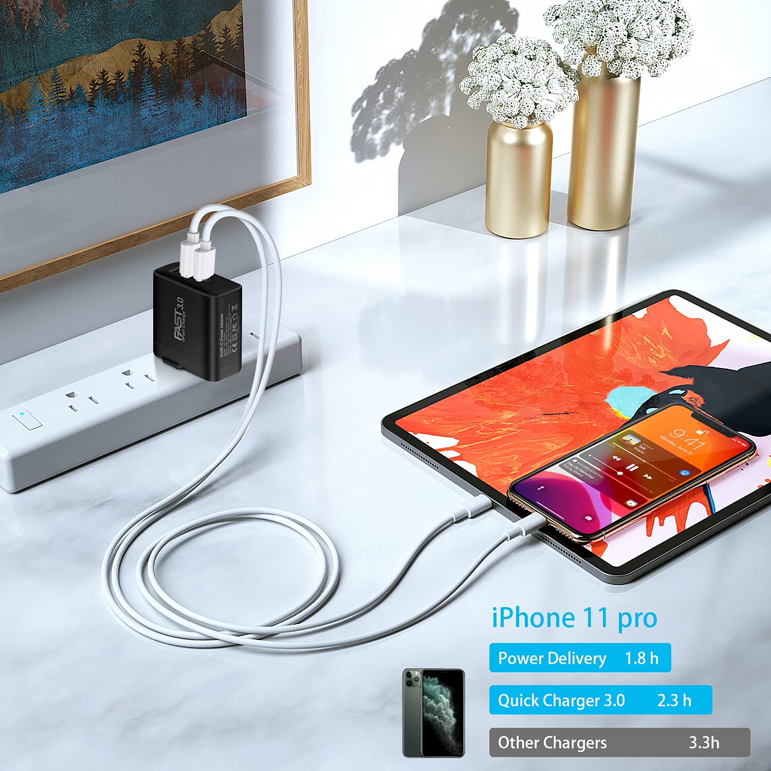 iSeekerKit 30W 3-Port USB C Fast Charger 2Pack with PD 3.0 & 5V/2.4A, Foldable Wall Charger Block for iPhone 14/13/Pro Max, Samsung Galaxy S23/S22, Pixel 7 - Perfect for Home, Office & Travel Charging Needs