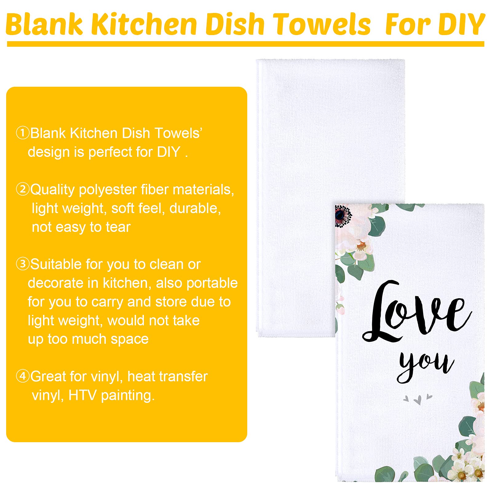 Premium Sublimation Dish Towels - Super Absorbent Multi-Purpose Kitchen & Bathroom Towels (16x24 Inch, 3-Pack) - Ideal for Cooking, Cleaning, DIY Projects & Home Decor