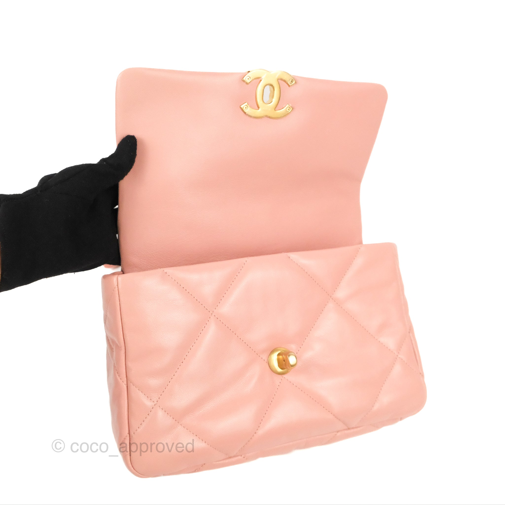 Chanel 19 Small Handbag in Blush Pink Goatskin Leather with Mixed Hardware - Perfect for Everyday Luxury & Special Occasions