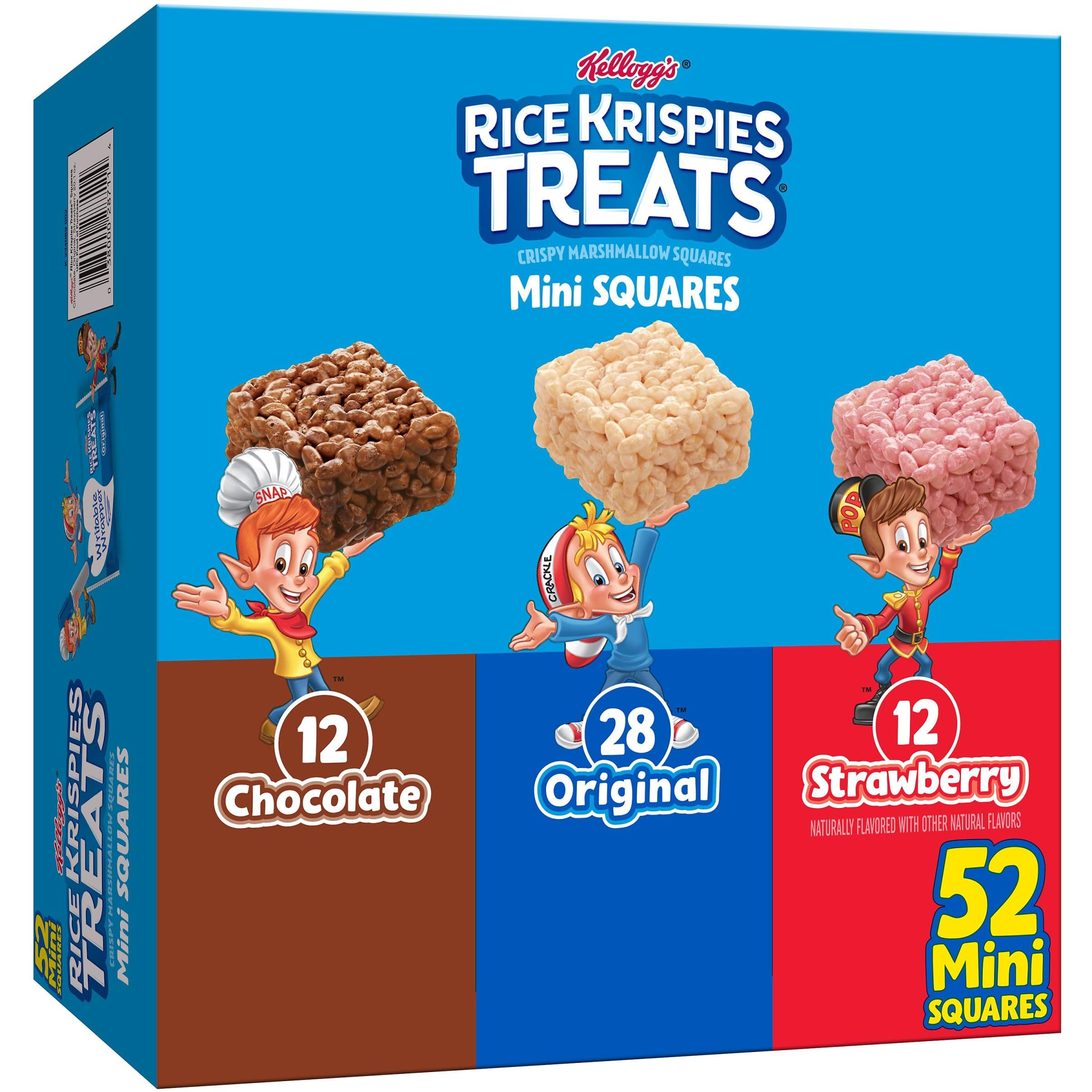 Kellogg's Rice Krispies Treats Mini Crispy Marshmallow Squares - Variety Pack (52 Bars, 20.1oz) - Kids Lunch Box Snacks, After School Treats & Party Favors - Perfect for School, Picnics and Birthday Parties