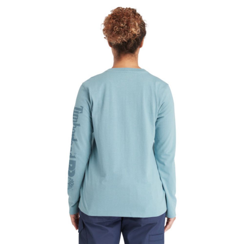 Timberland PRO® Women's Cotton Core Long Sleeve T-Shirt - Comfortable Workwear & Outdoor Shirt (Blue) | Perfect for Construction, Hiking & Casual Wear