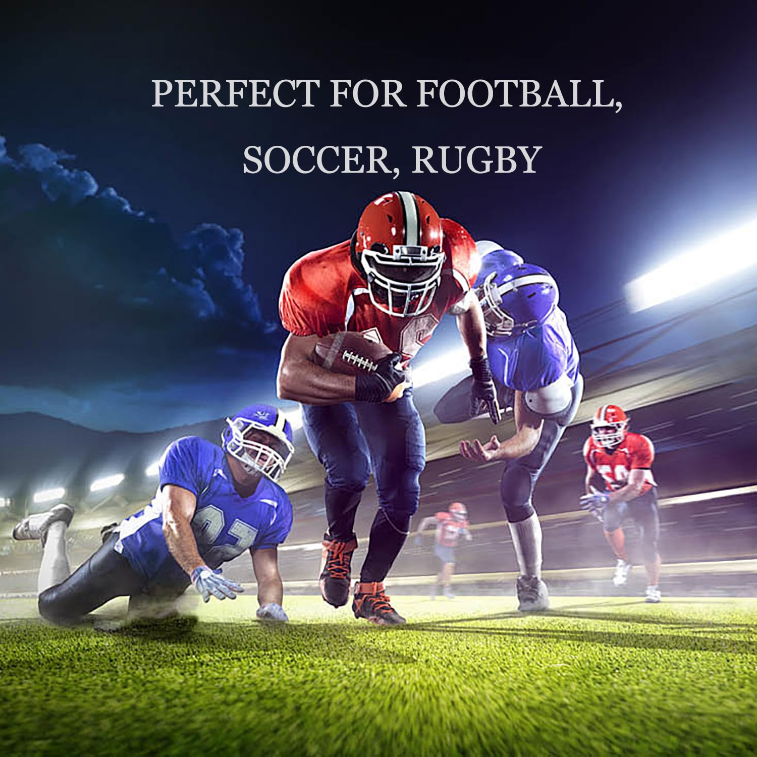 WANDER Football Crew Socks for Men - Extra Long Athletic Socks 2 Pack, Cotton Ankle Support Padded Sports Socks for Youth & Adults (Sizes 6-9/10-13) - Perfect for Soccer, Running & Gym Workouts