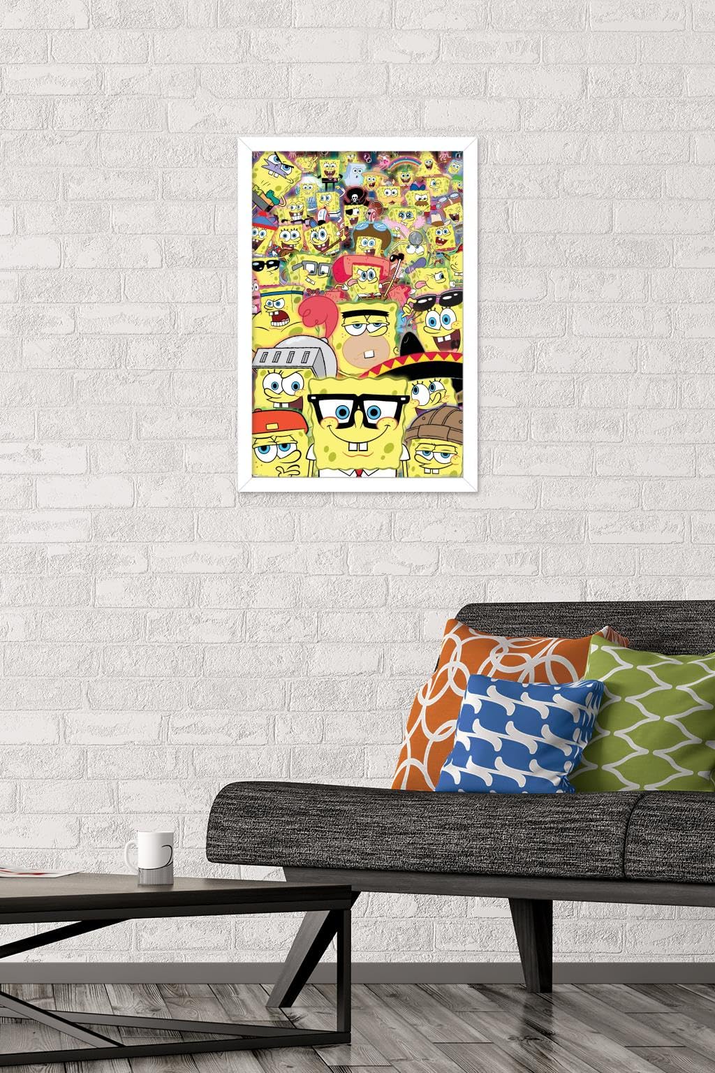Trends International Nickelodeon SpongeBob SquarePants Disguise Wall Poster - 14.725 x 22.375 Inches, White Framed Version - Perfect for Kids' Room Decor, Classroom, or Office Space