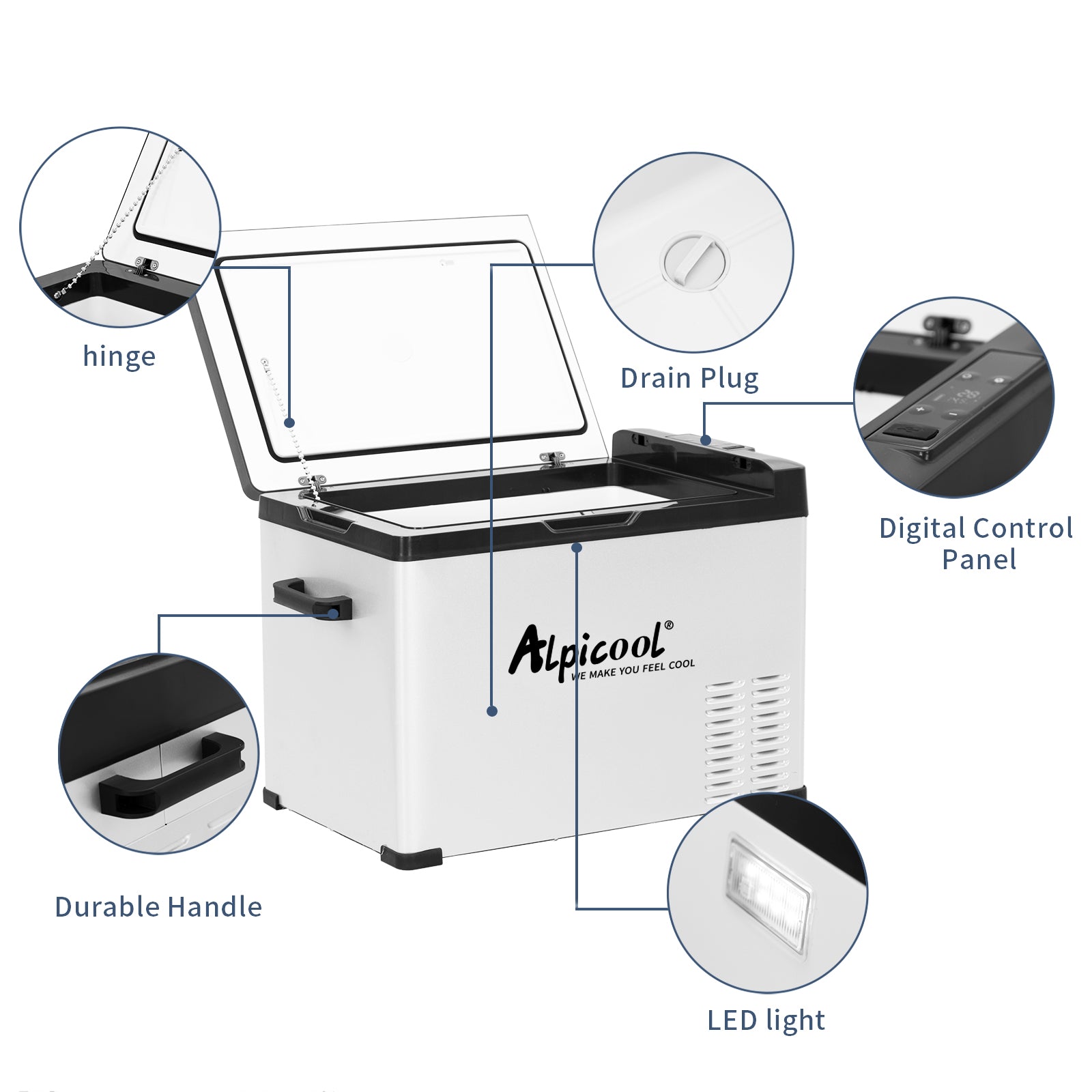 Alpicool C40 Portable Car Refrigerator - 12V/24V DC & 110-240V AC, 40-Quart Electric Cooler for Road Trips, Camping & Outdoor Adventures