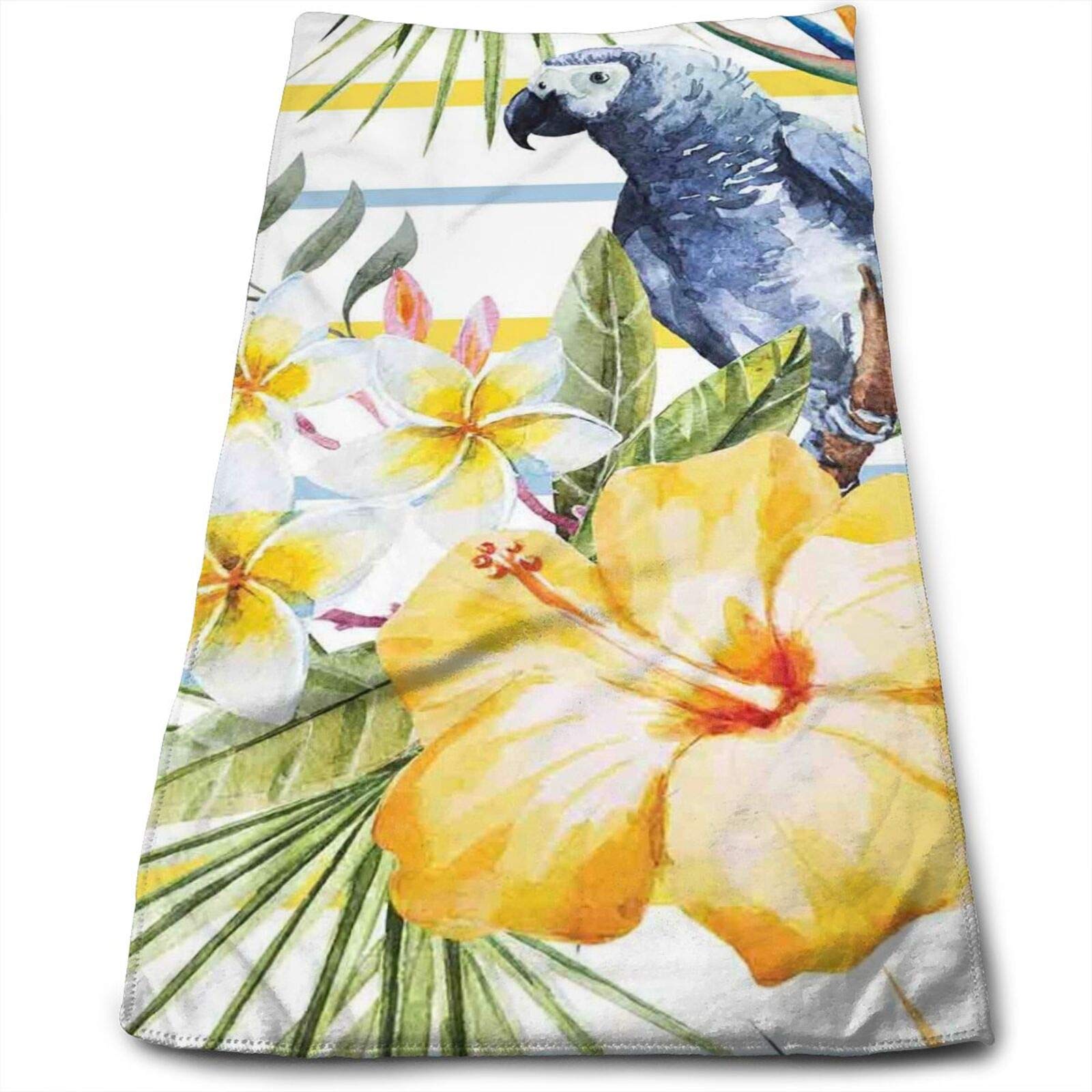 Premium Kitchen Dish Towels & Wash Cloths - Tropical Parrot Orchid Hibiscus Hawaiian Jungle Pattern - 27.5