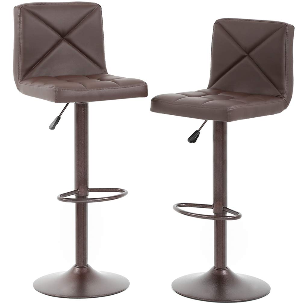 Best Office Bar Stools Set of 2 - PU Leather Swivel Bar Chairs with Hydraulic Height Adjustment for Kitchen Counter, Dining Room & Restaurants - Perfect for Home Bars, Breakfast Nooks & Commercial Use