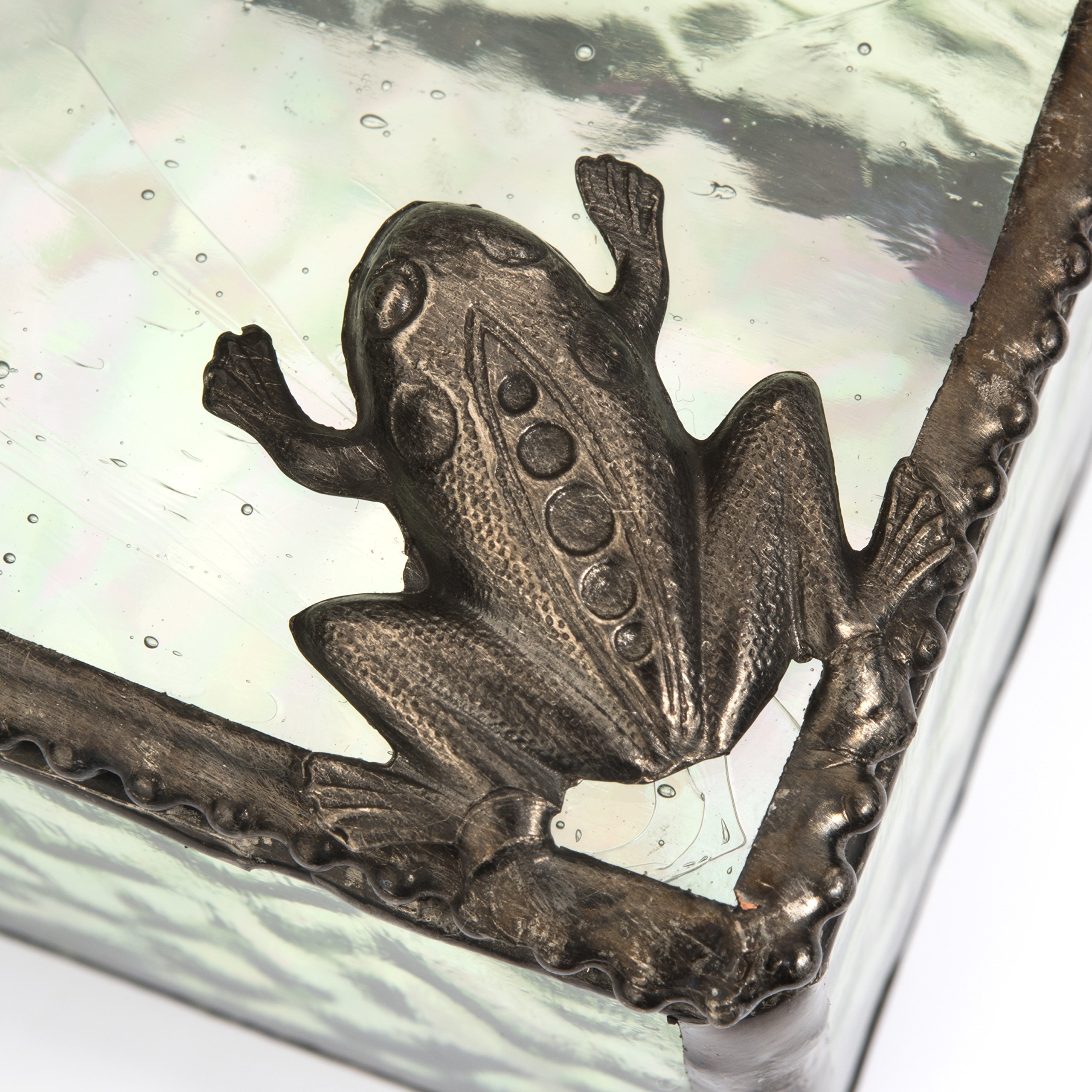 J Devlin - Elegant Decorative Glass Jewelry Box with Frog Accent for Keepsakes, Rings & Trinkets - Perfect for Gift Giving, Dresser Display & Home Decor - Box 174