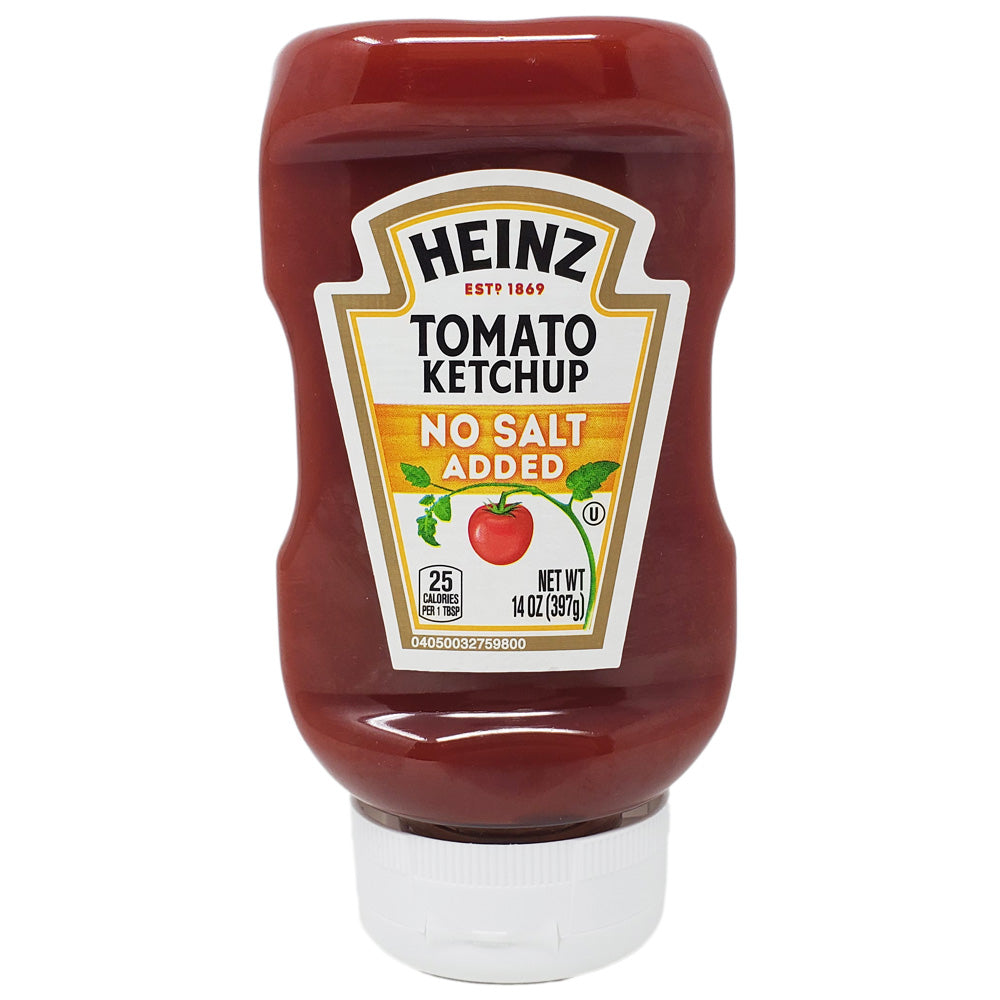 Heinz No Salt Added Tomato Ketchup 14 oz - Healthy Condiment for Burgers, Hot Dogs & French Fries | Low Sodium Ketchup for Heart-Healthy Diets