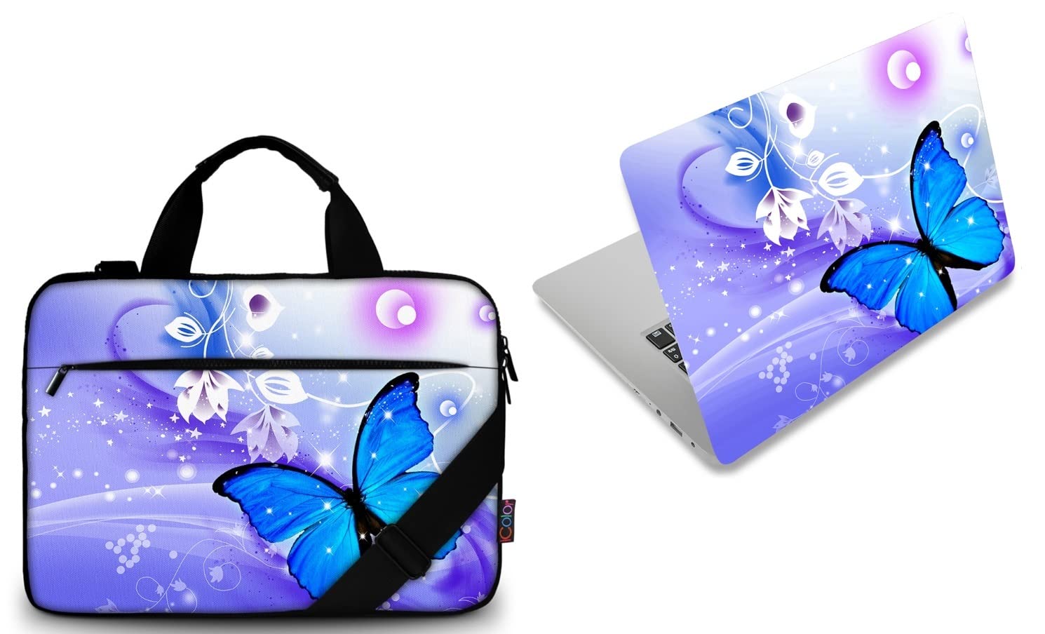icolor 15 Inch Laptop Shoulder Bag - Waterproof Canvas Computer Briefcase for MacBook Air/Pro, Tablet & 14-15.4 Inch Notebooks with Free Skin Sticker - Perfect for Work, School & Business Travel