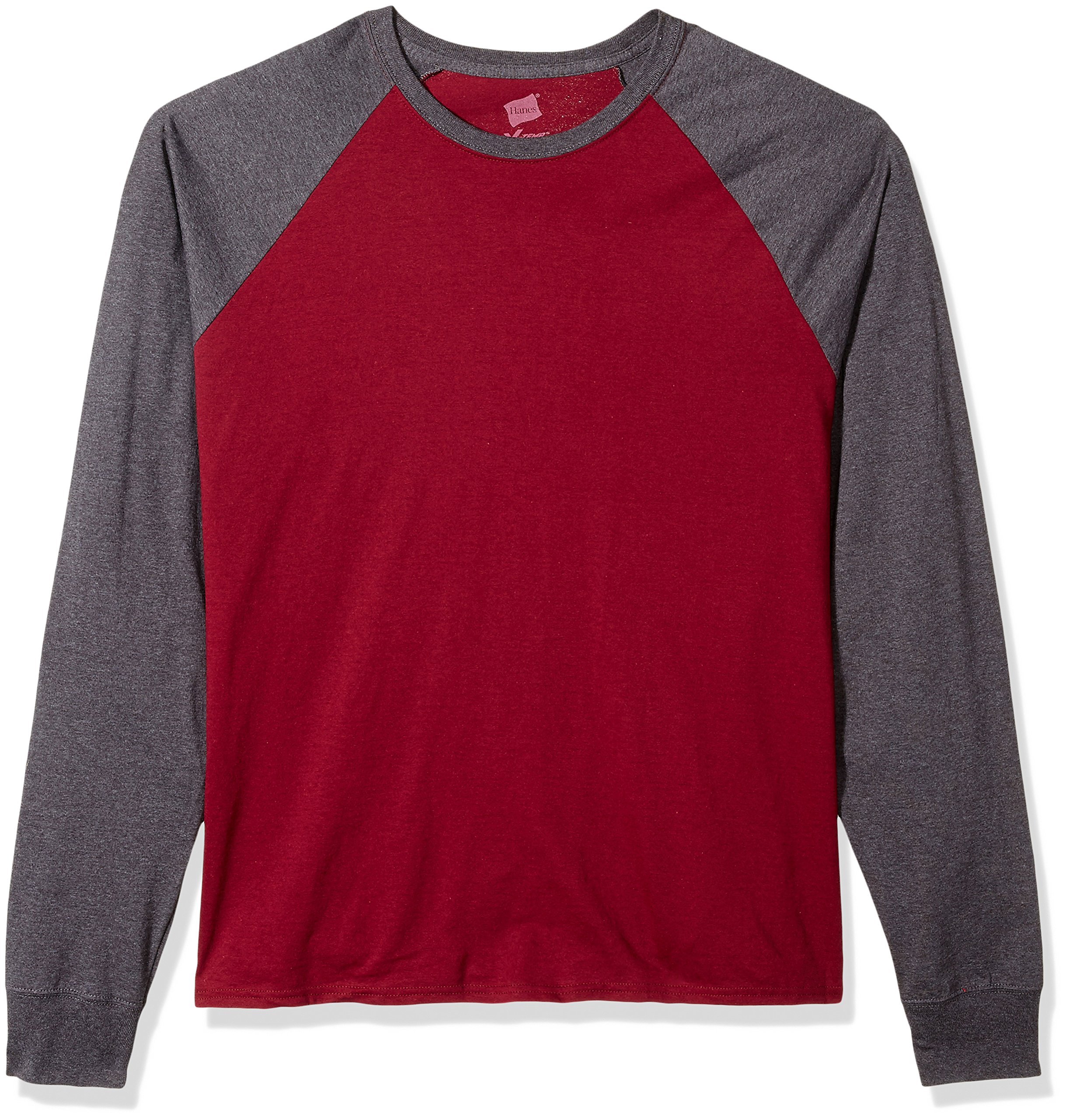 Hanes Men's Long Sleeve ComfortBlend Raglan Tri-Blend T-Shirt - Soft Cotton Blend Tee for Casual Wear, Workout & Layering | Comfortable Daily Outfit & Gym Essential