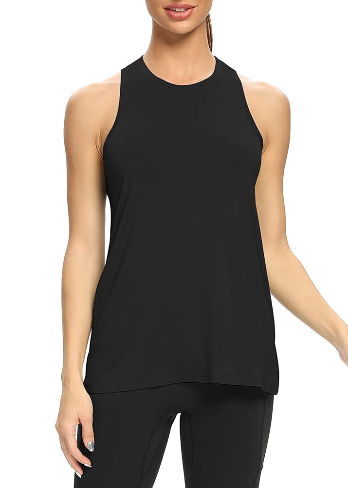 Women's High Neck Racerback Workout Tank Tops - Loose Fit Athletic Yoga Shirts for Gym, Running & Fitness | Mippo Activewear